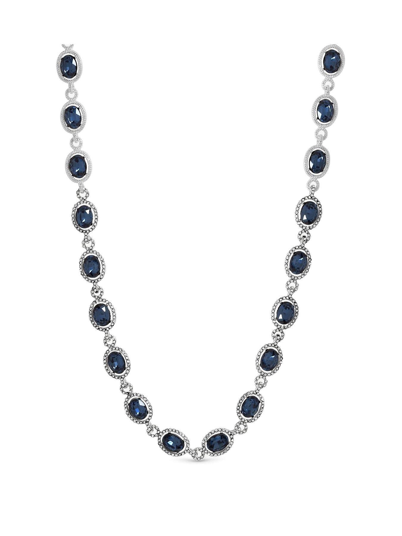 Image 1 of 1 of Jon Richard Jon Richard Silver Plated Blue Halo Necklace