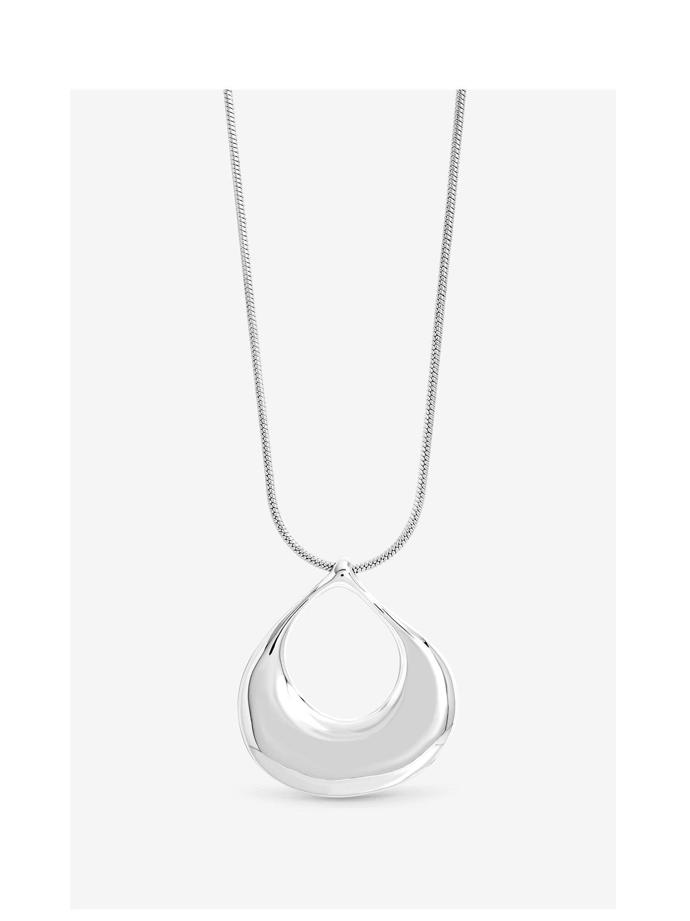 Mood Silver Plated Polished Long Open Drop Pendant