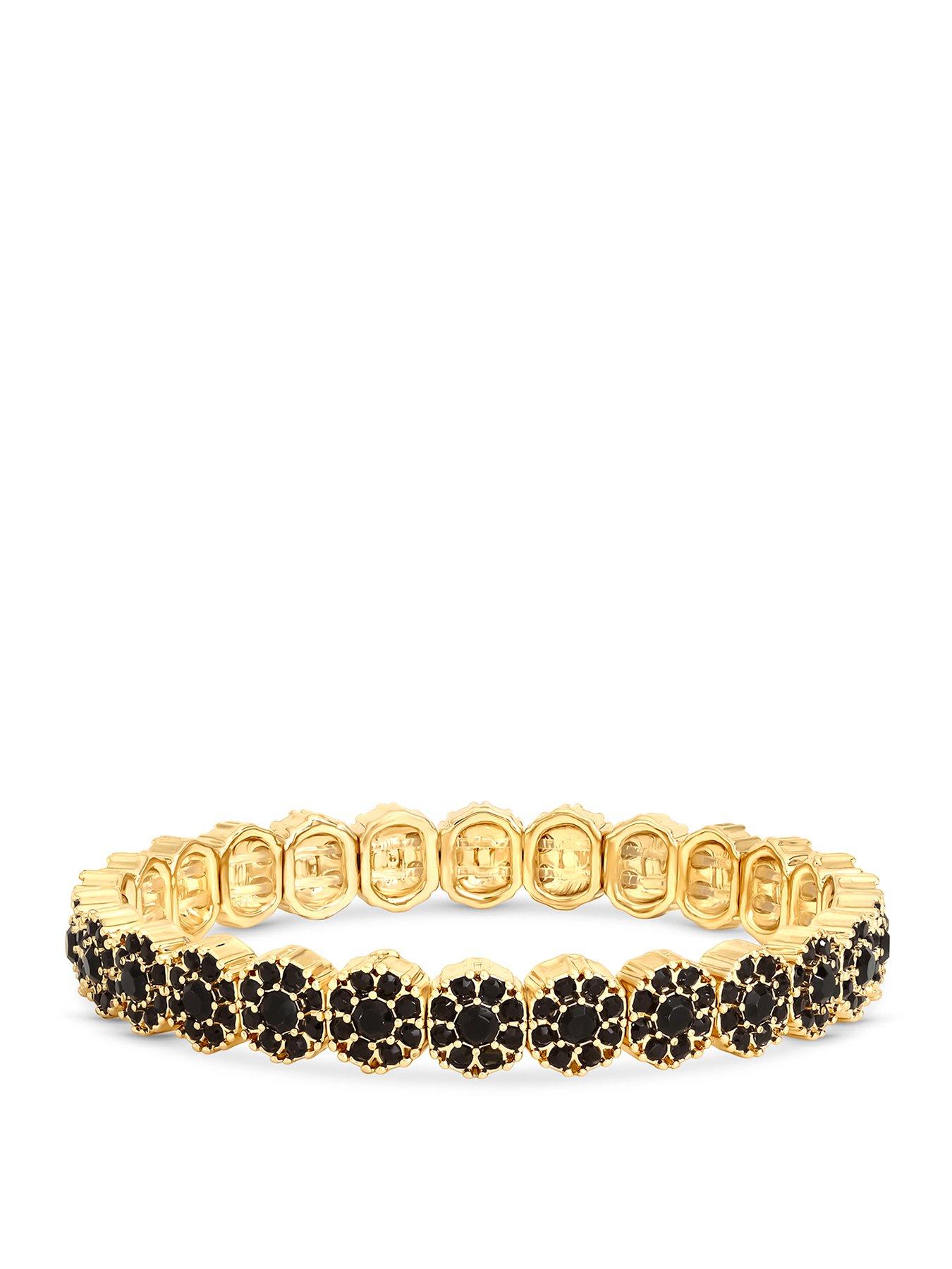 Image 1 of 3 of Jon Richard Gold Plated And Jet Stretch Bracelet