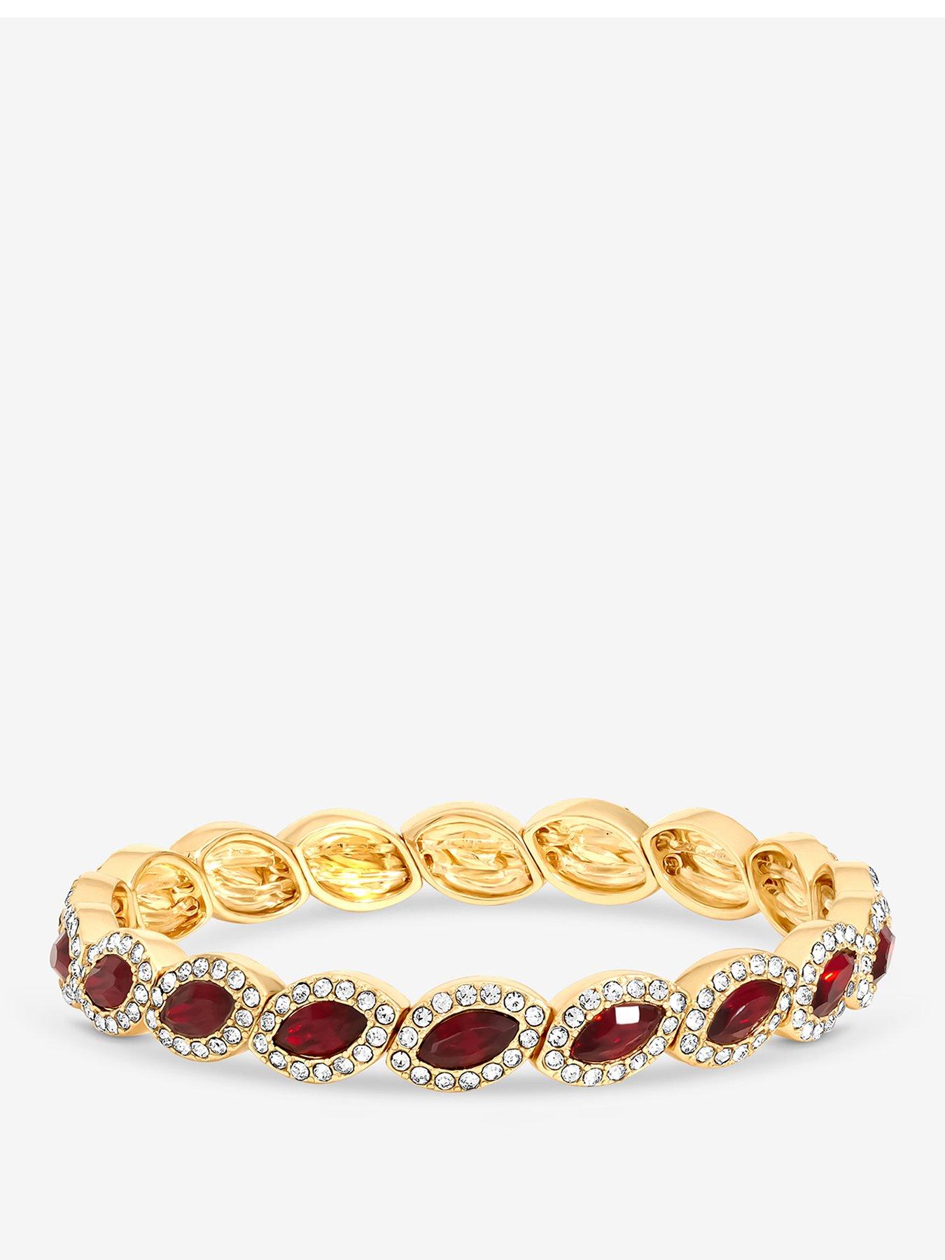 Jon Richard Jon Richard Gold Plated And Ruby Navette Stretch Bracelet