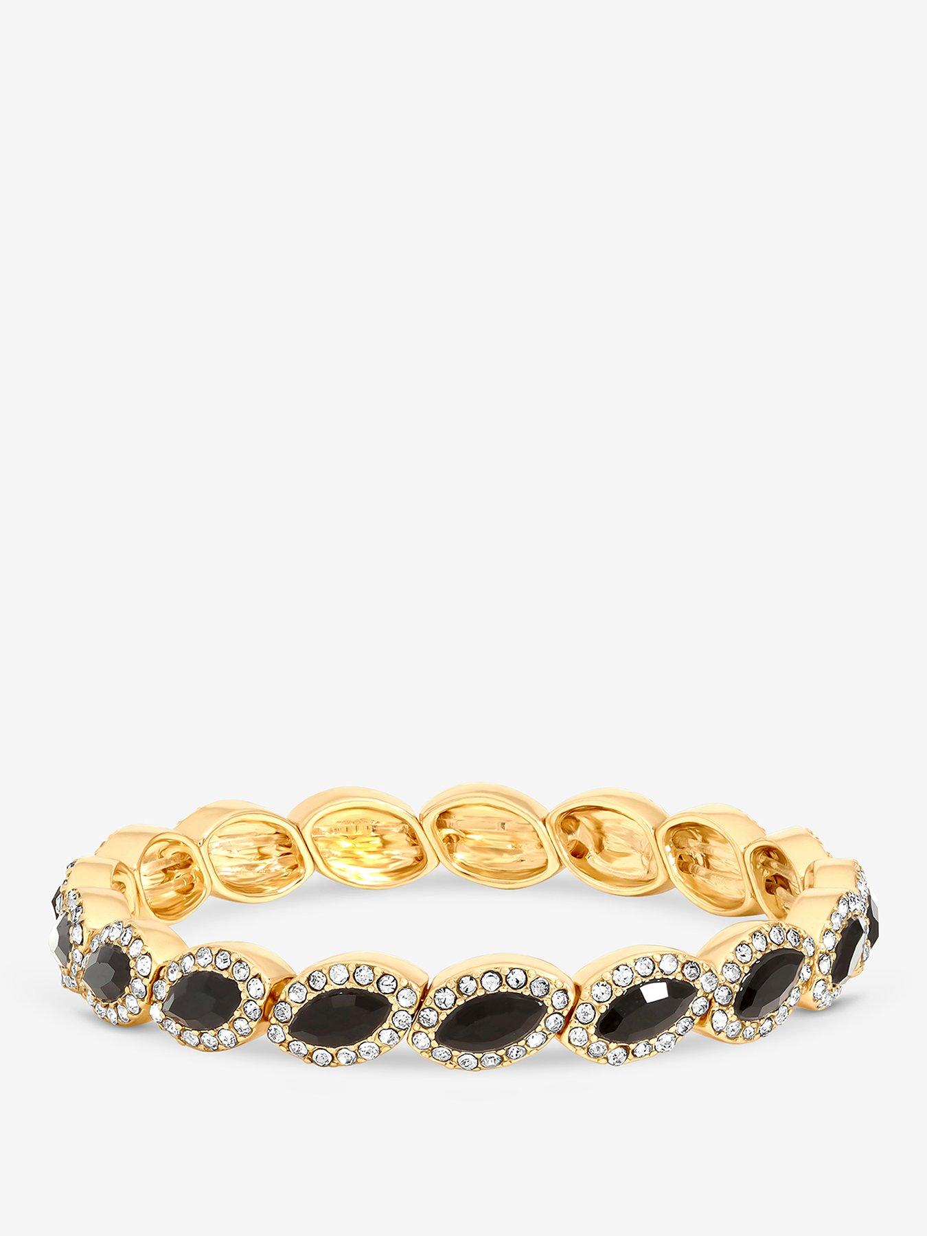 Jon Richard Jon Richard Gold Plated And Jet Navette Stretch Bracelet