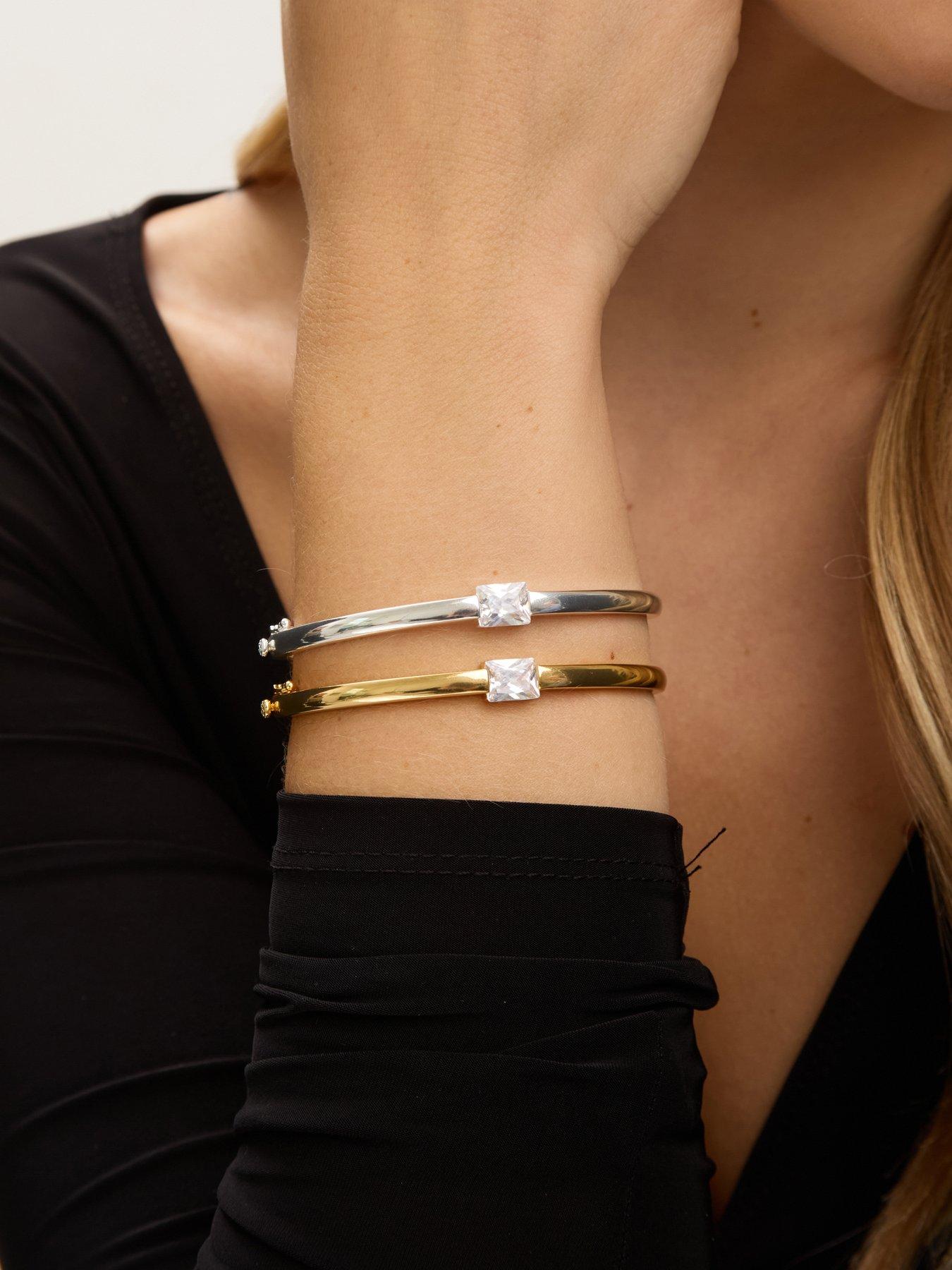 Image 2 of 3 of Jon Richard Silver Plated And Cubic Zirconia Polished Bangle