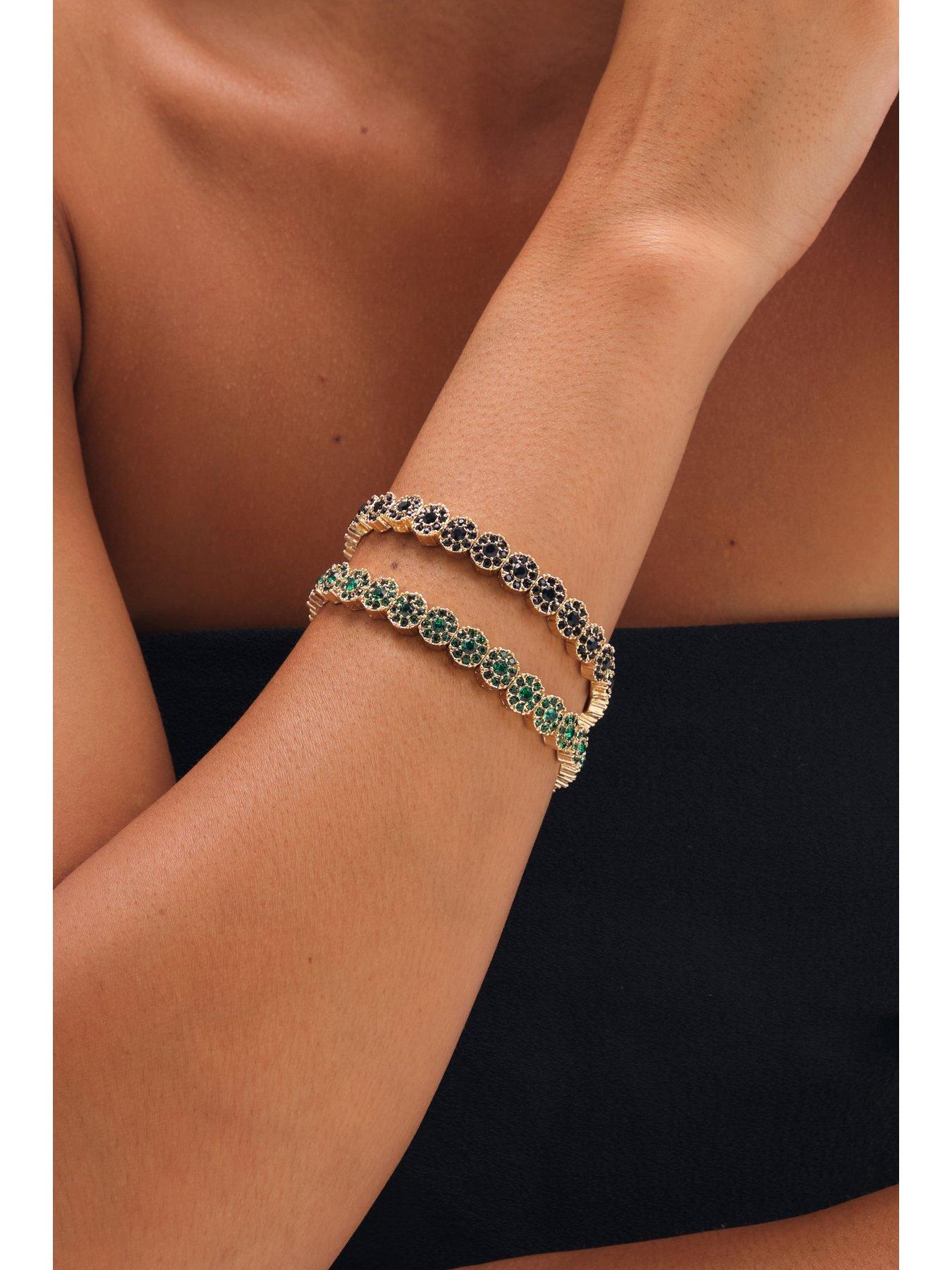 Image 2 of 3 of Jon Richard Jon Richard Gold Plated And Emerald Stretch Bracelet