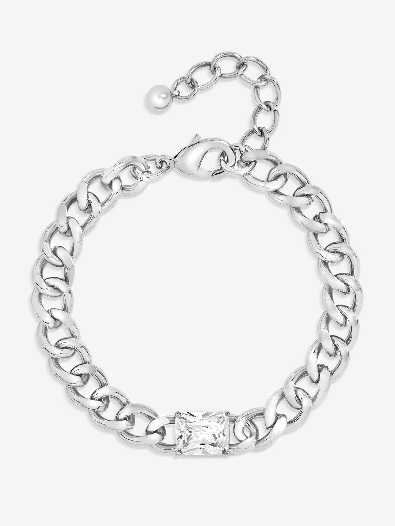 Jon Richard Silver Plated Crystal And Chain Bracelet