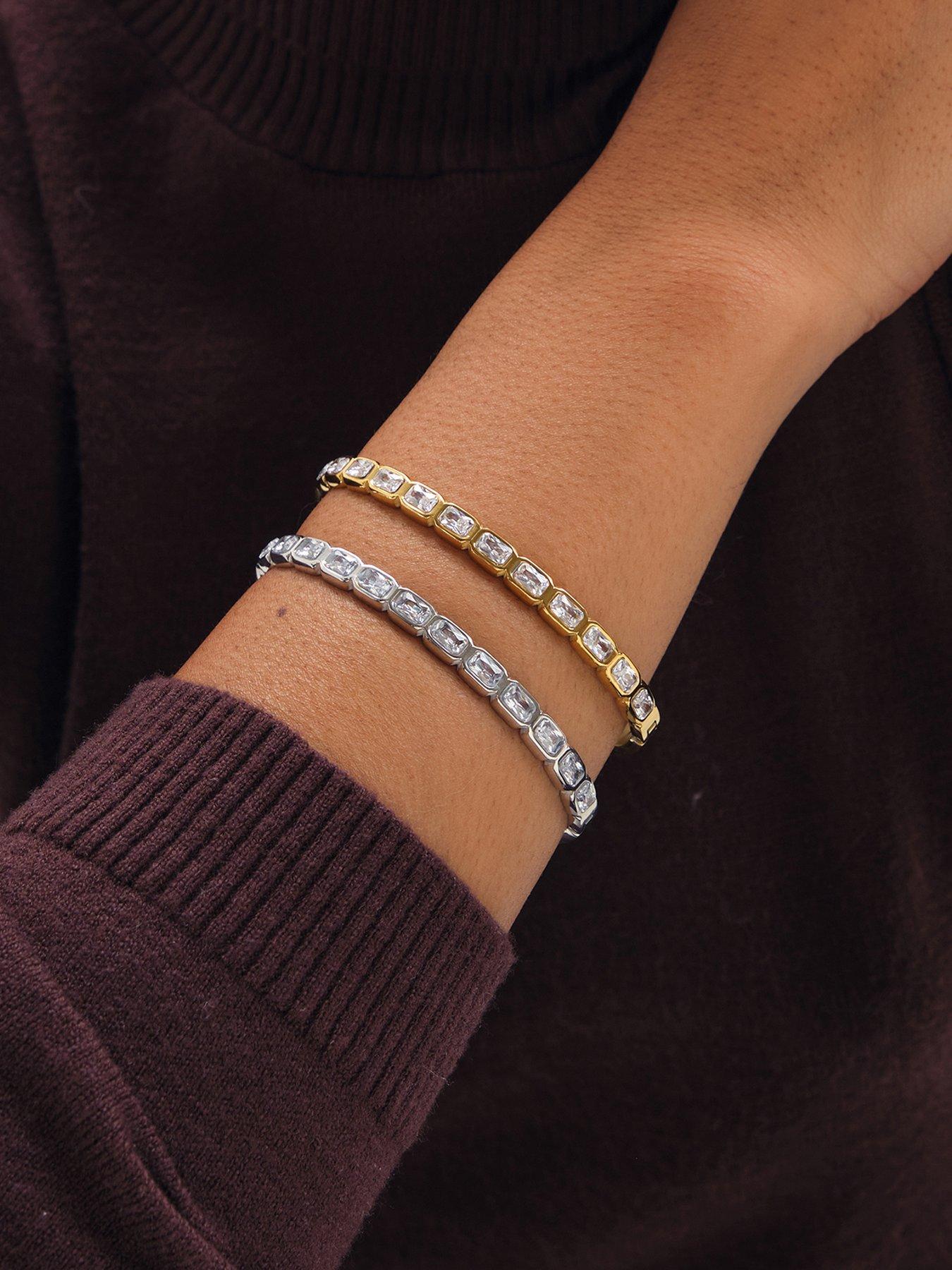 Jon Richard Silver Plated Crystal Stone Stainless Steel Bangle