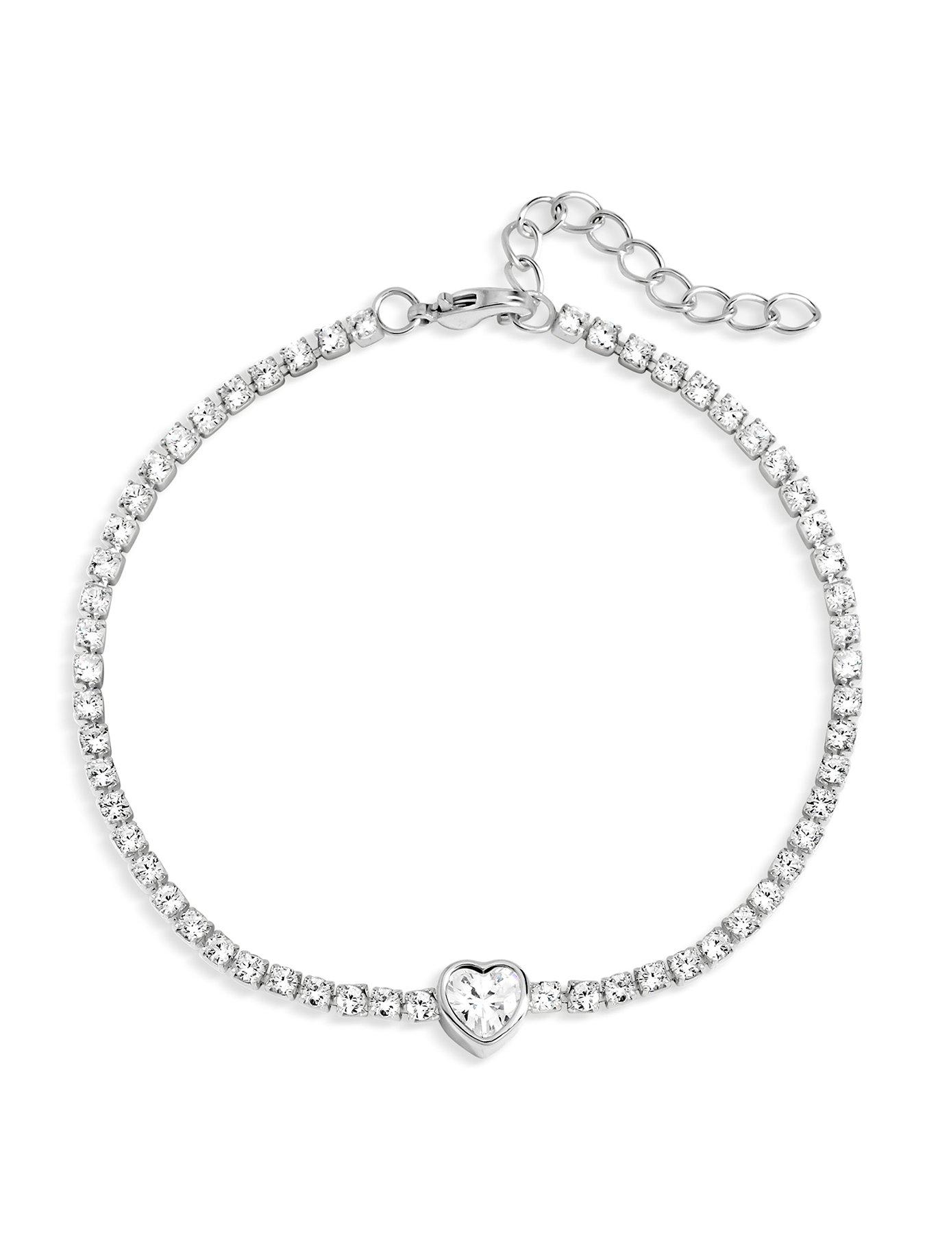 Image 1 of 3 of Inicio Silver Heart Bezel Tennis Bracelet