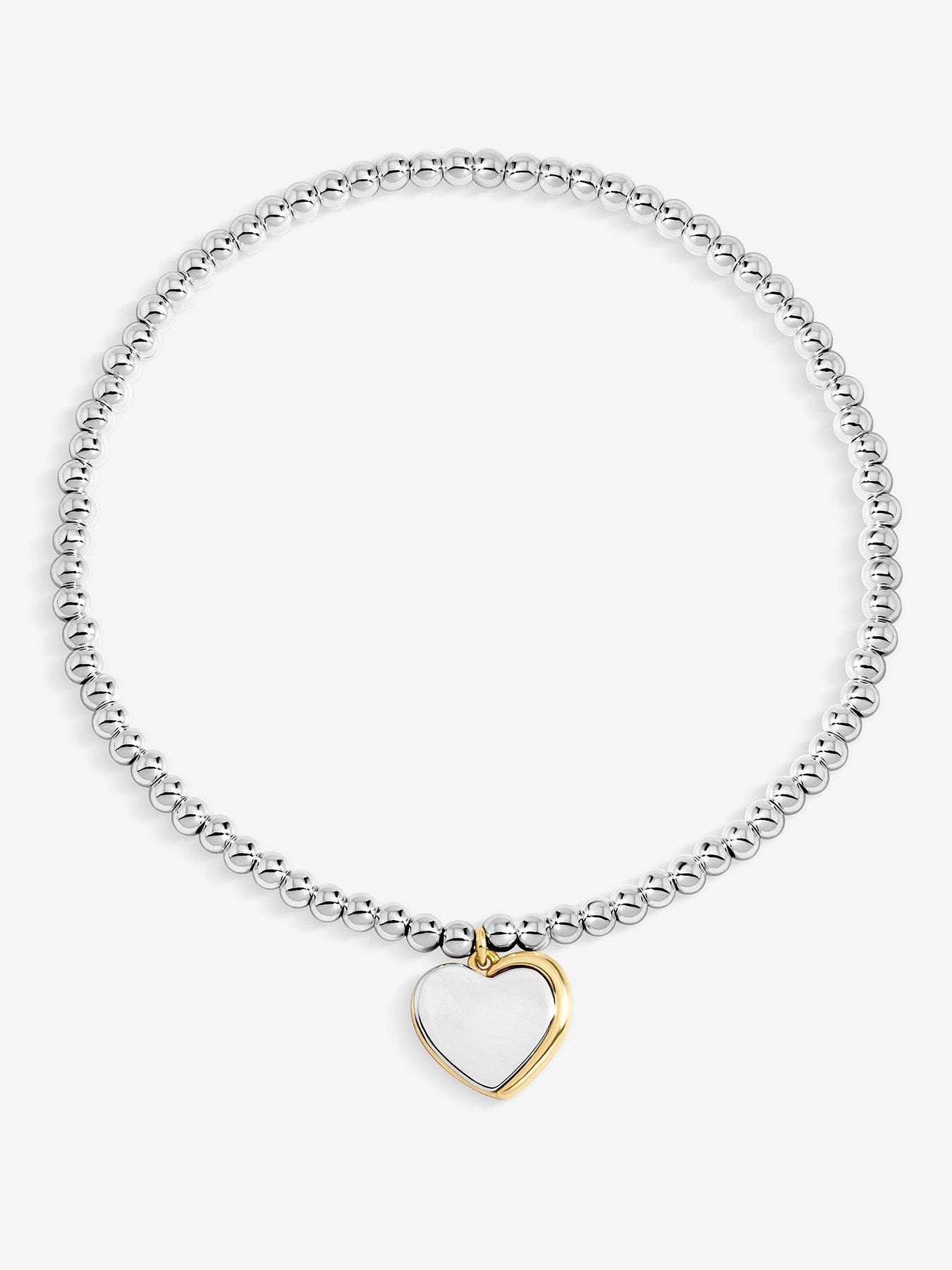 Inicio Inicio Two Tone Heart Charm Stretch Bracelet