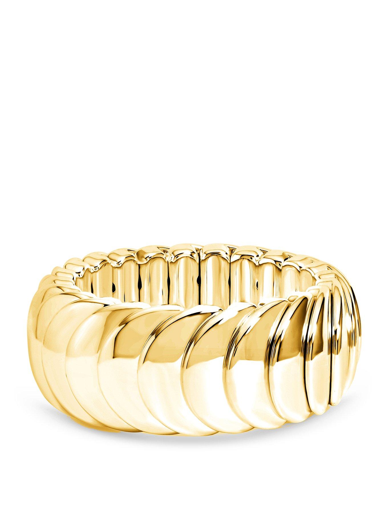 Image 1 of 3 of Mood Mood Gold Plated And Polished Statement Stretch Bracelet