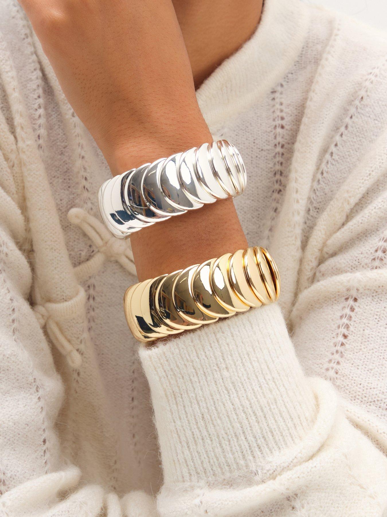 Image 2 of 3 of Mood Mood Gold Plated And Polished Statement Stretch Bracelet