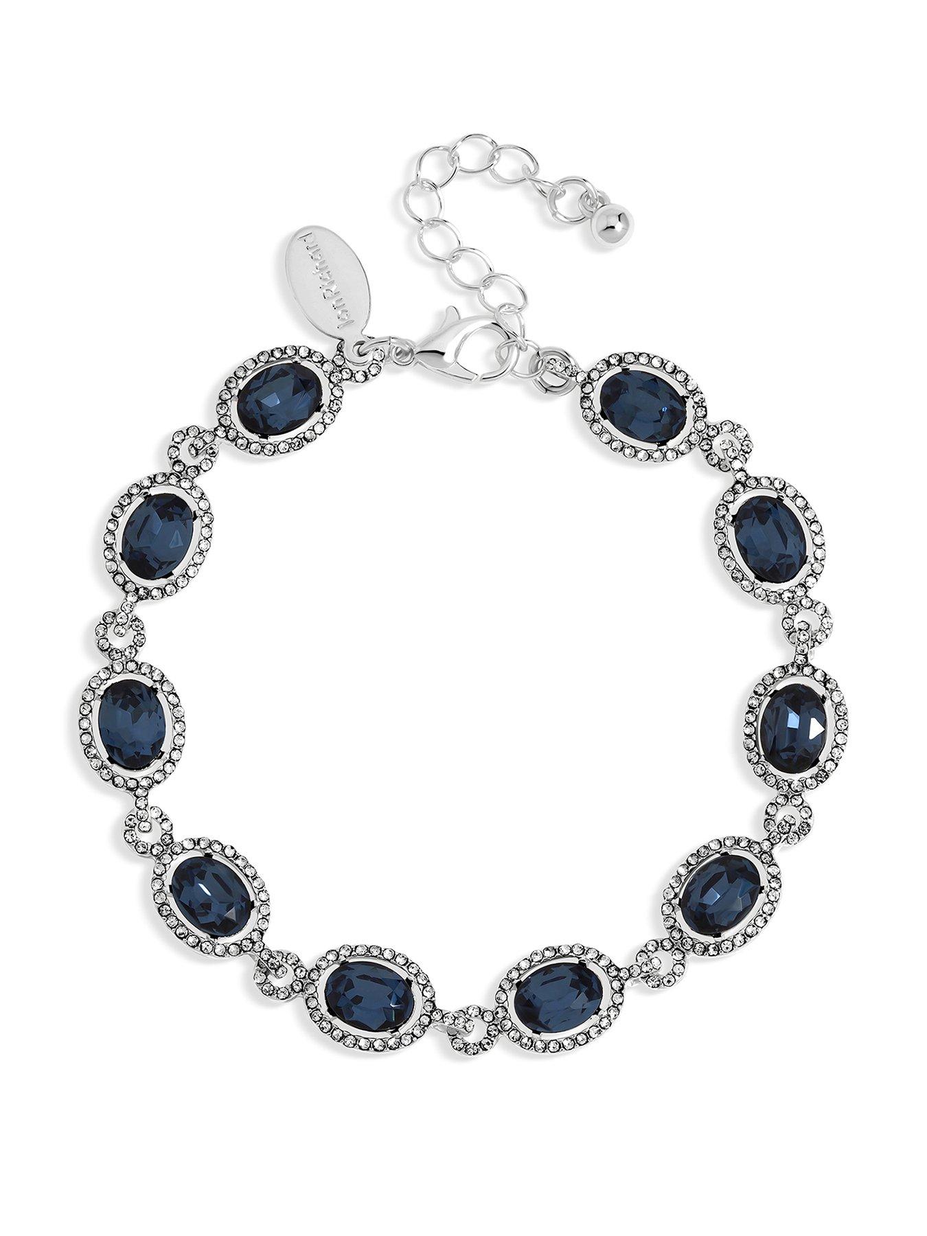 Image 1 of 1 of Jon Richard Jon Richard Silver Plated Blue Halo Bracelet