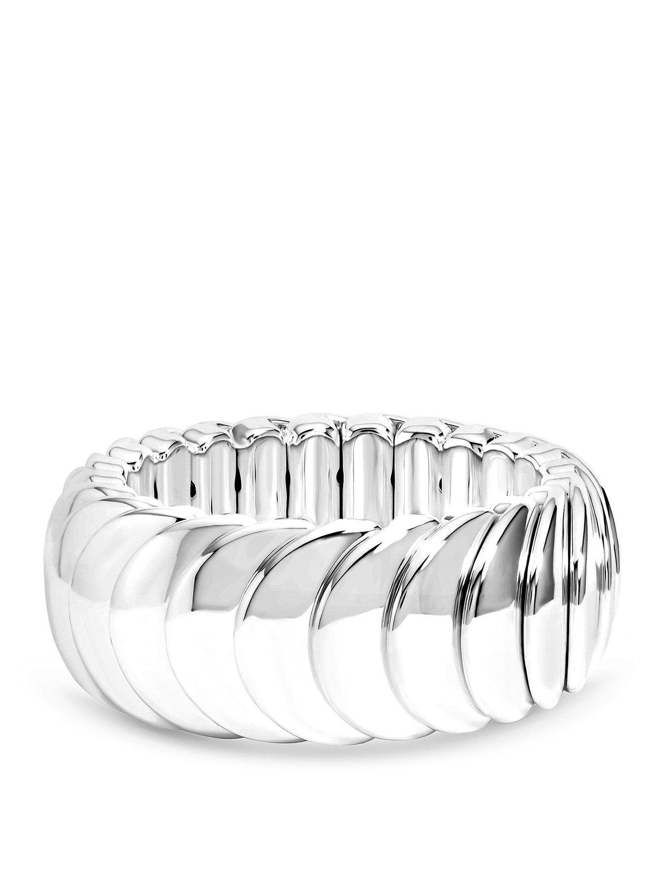 Mood Mood Silver Plated And Polished Statement Stretch Bracelet