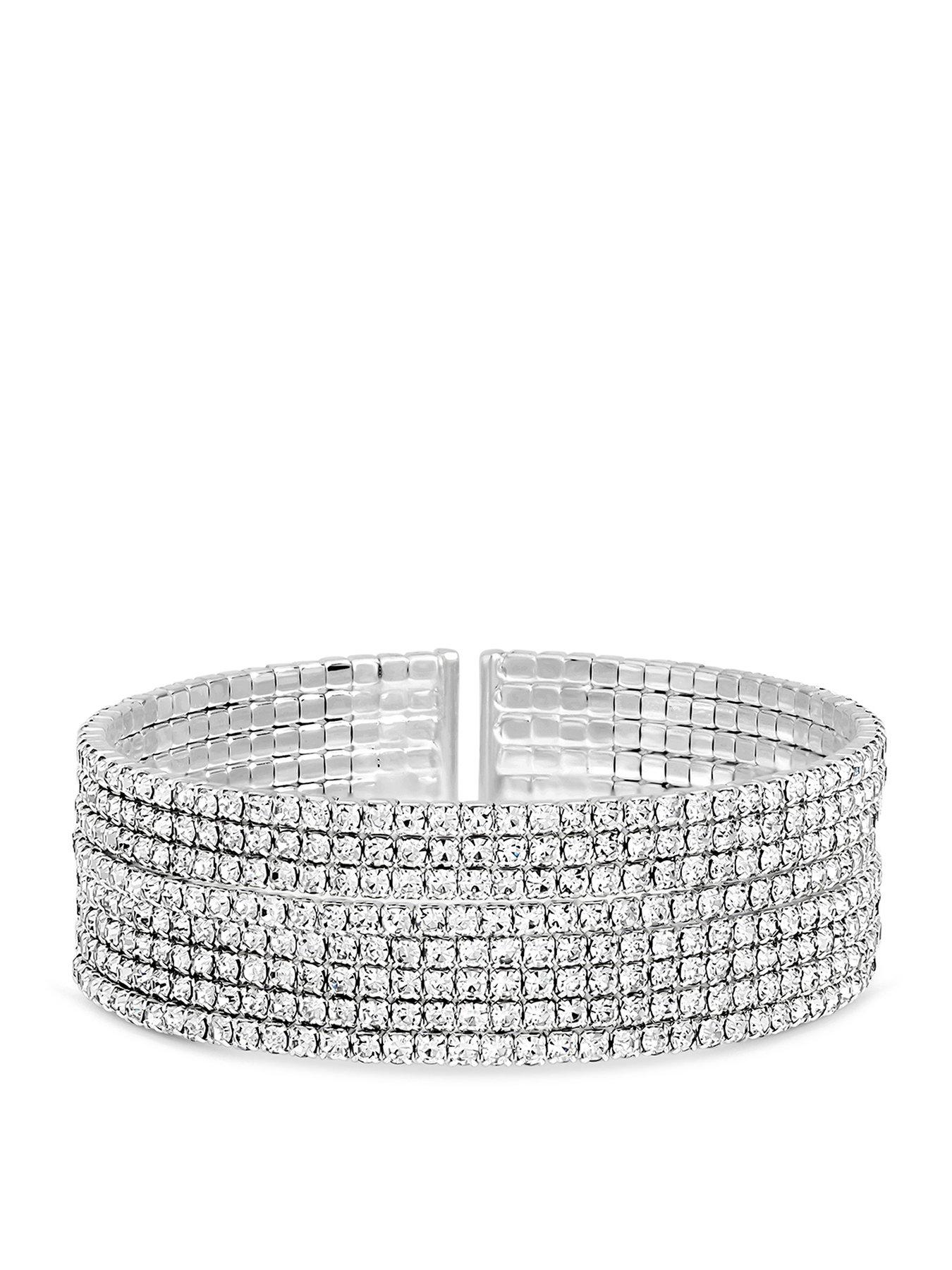 Image 1 of 3 of Mood Silver Crystal Cuff Bracelet