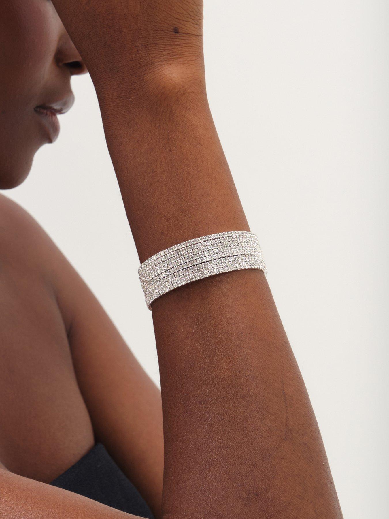 Image 2 of 3 of Mood Silver Crystal Cuff Bracelet