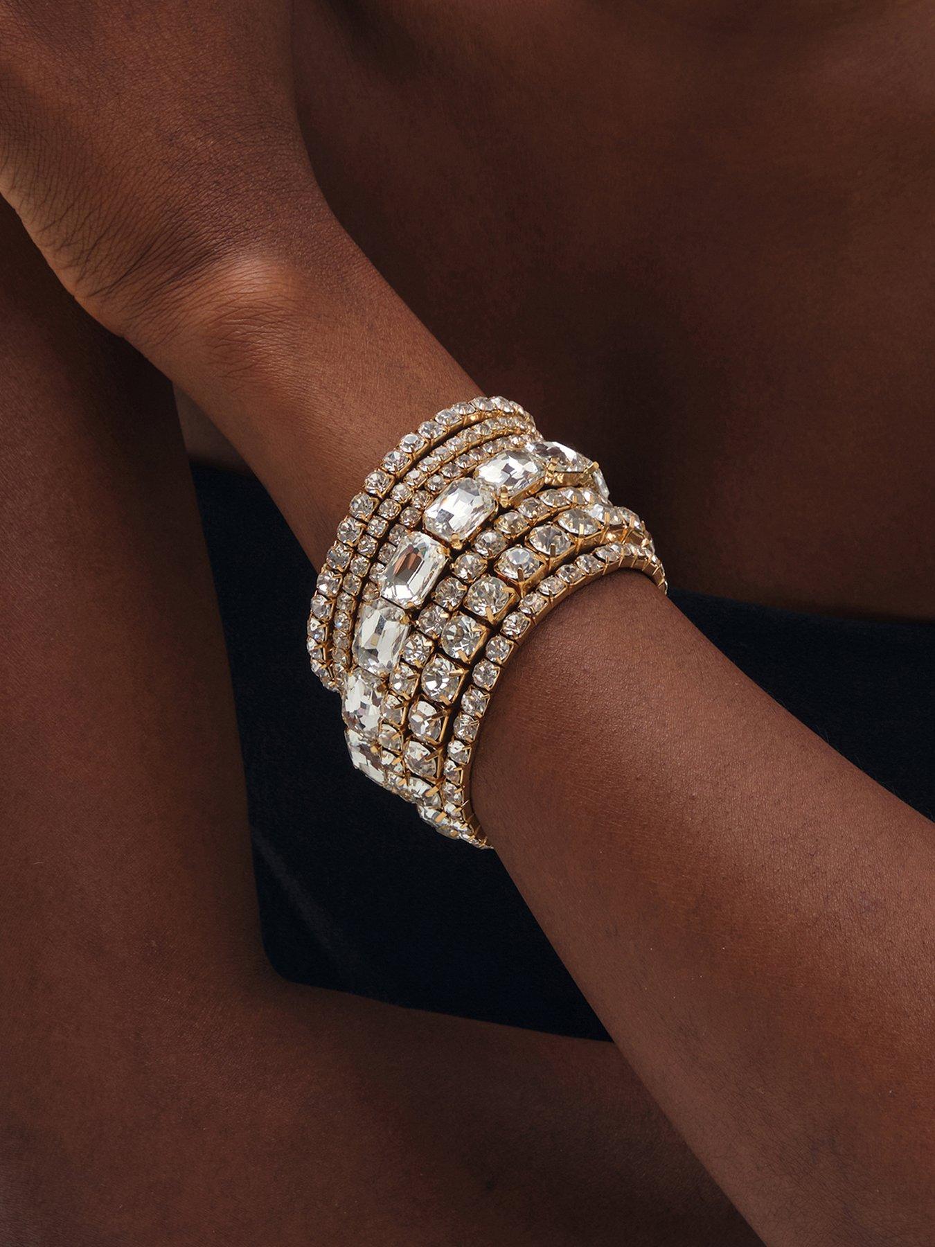 Mood Mood Silver Crystal Statement Multi Pack Bracelet