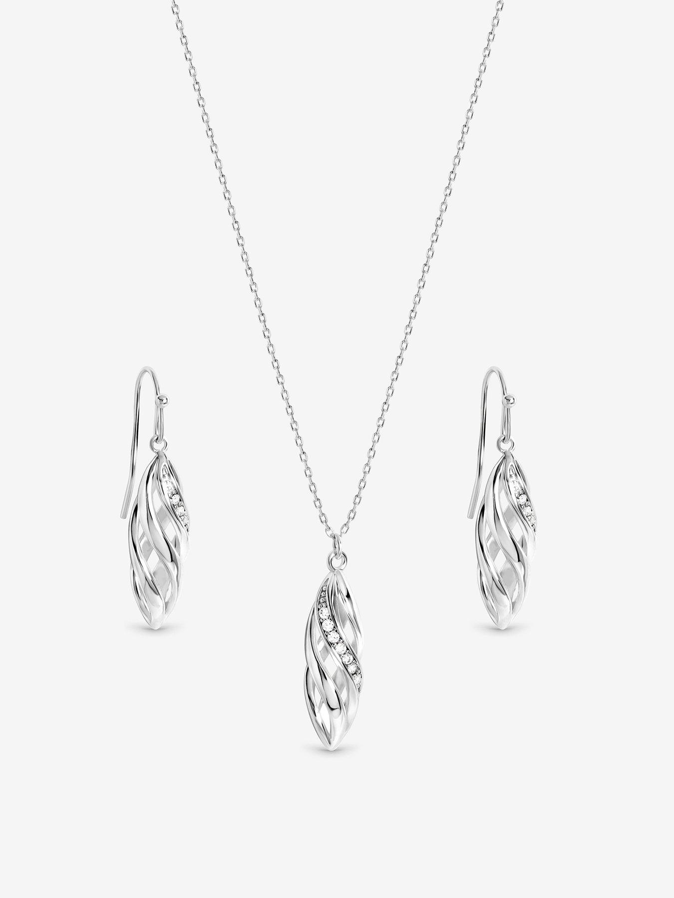Image 2 of 5 of Inicio Polished And Pave Open Swirl Drop Set - Gift Box