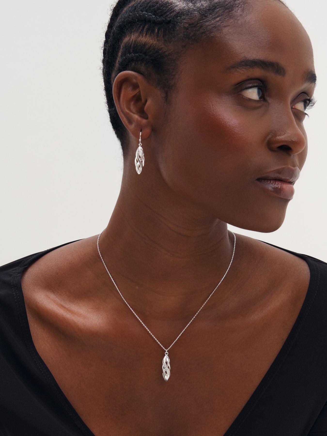 Image 3 of 5 of Inicio Polished And Pave Open Swirl Drop Set - Gift Box