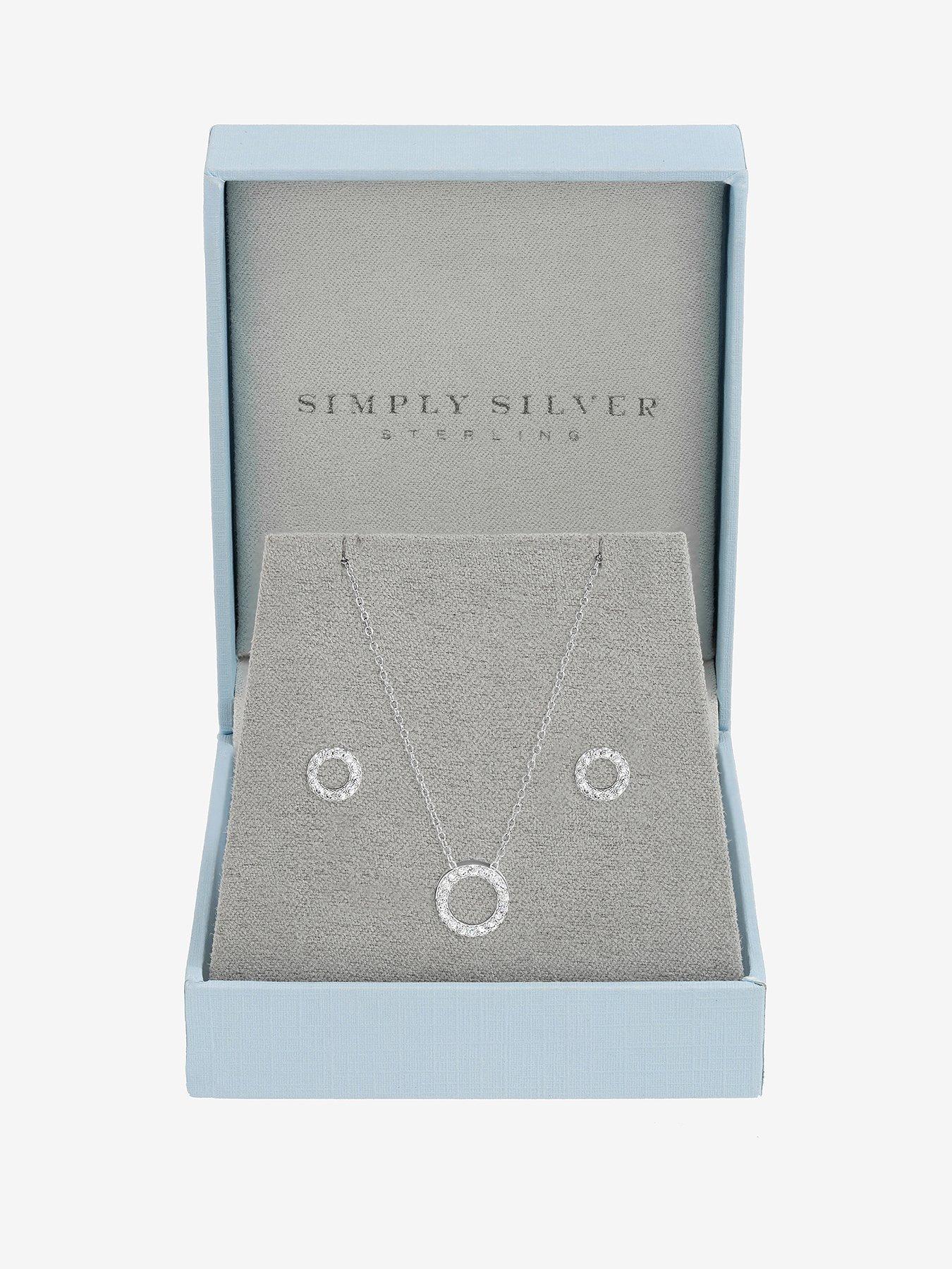 Jon Richard Simply Silver 925 Sterling Silver Open Circle Set - Gift Box