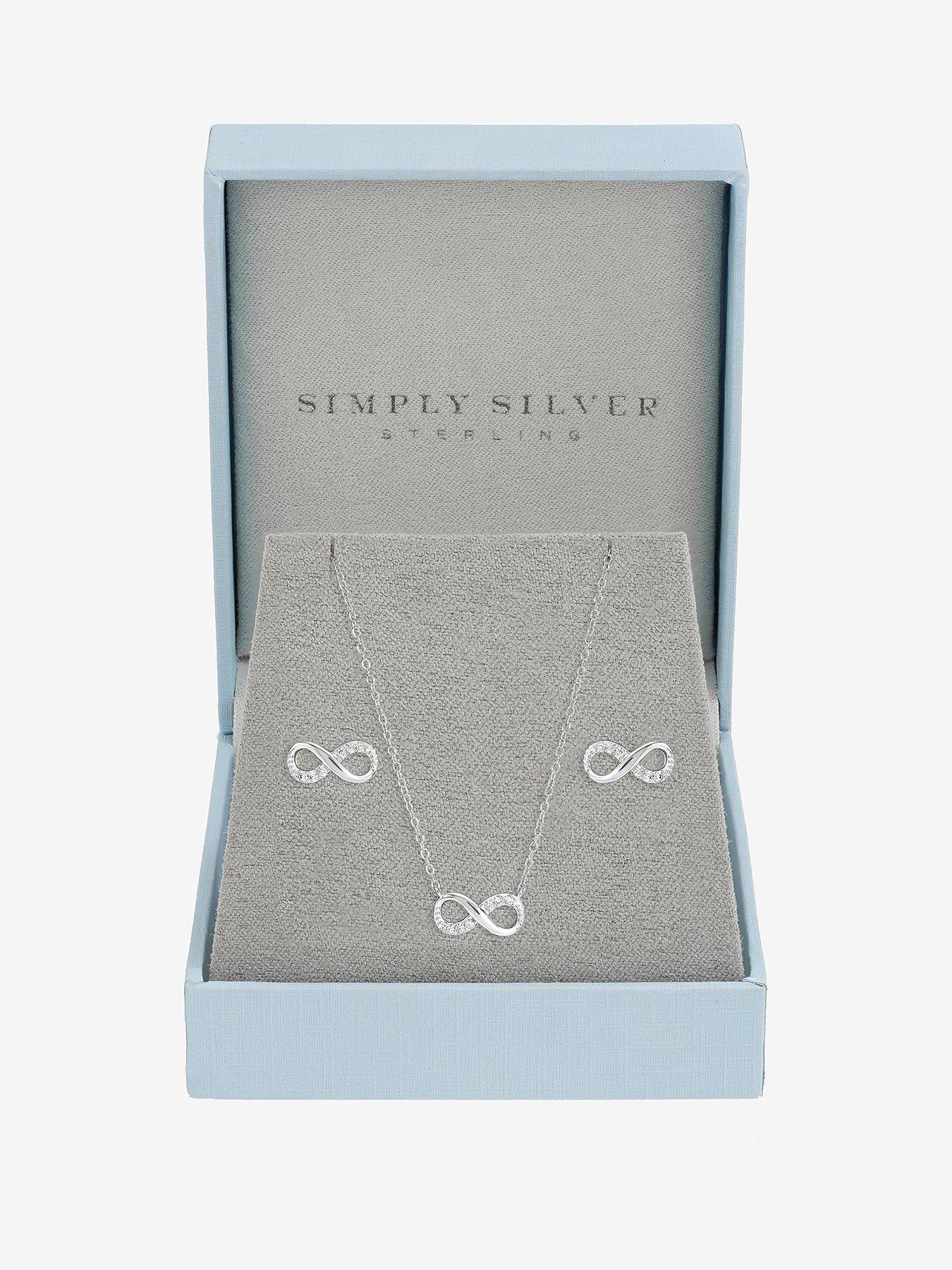 Jon Richard Simply Silver 925 Sterling Silver Pave Infinity Set - Gift Box
