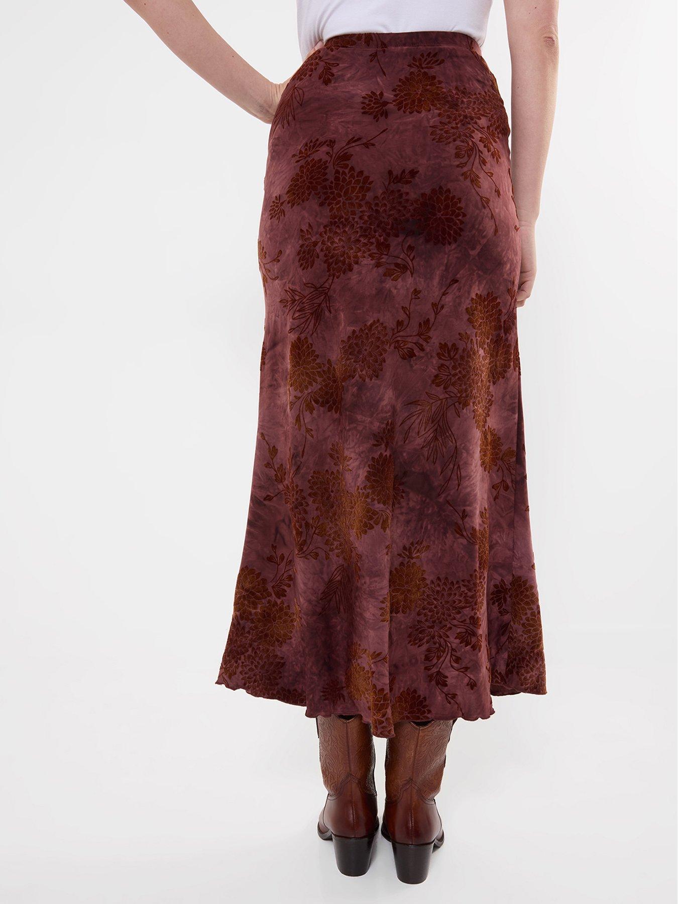 Image 2 of 6 of Joe Browns Floral Flocked Maxi Skirt With Washed Effect