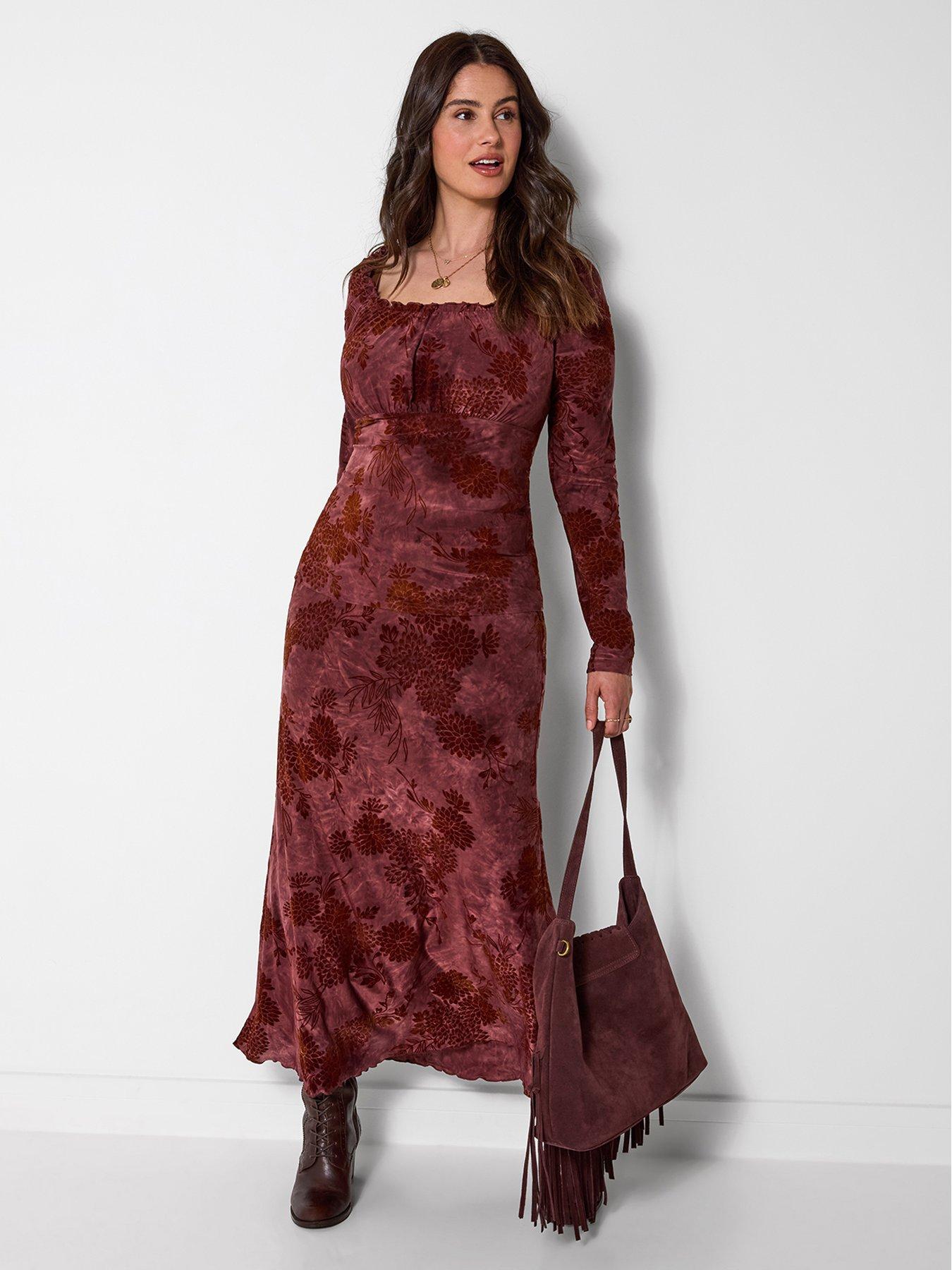 Image 3 of 6 of Joe Browns Floral Flocked Maxi Skirt With Washed Effect