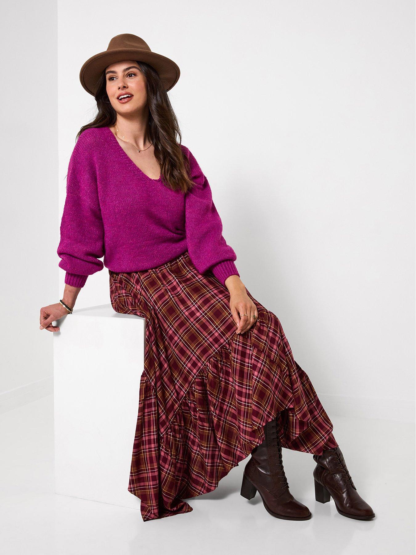 Image 3 of 6 of Joe Browns Checked Asymmetric Hem Maxi Skirt