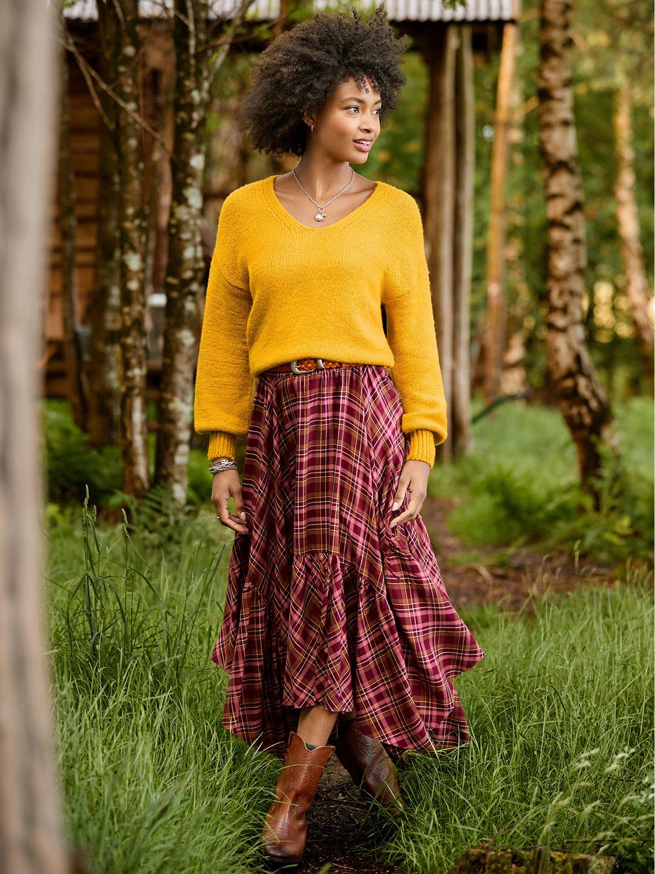 Image 5 of 6 of Joe Browns Checked Asymmetric Hem Maxi Skirt
