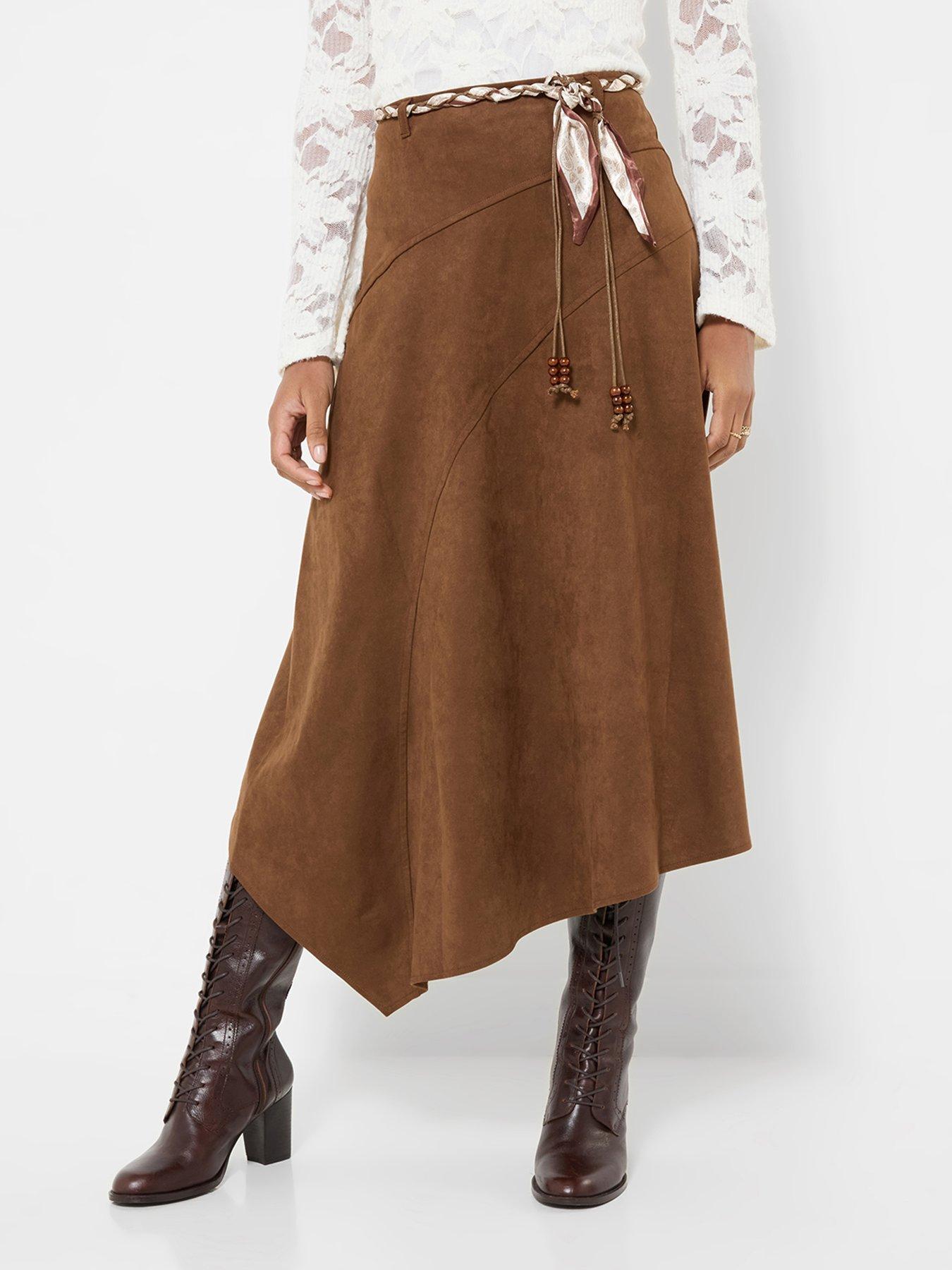 Joe Browns Faux Suede Midi Skirt With Braided Belt