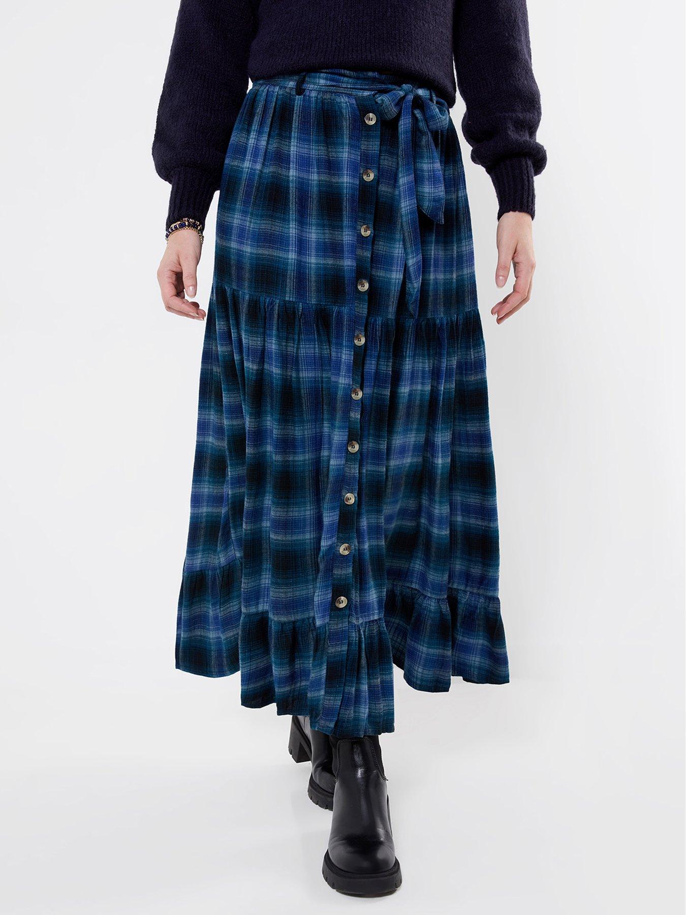 Image 1 of 6 of Joe Browns Button Down Plaid Maxi Skirt