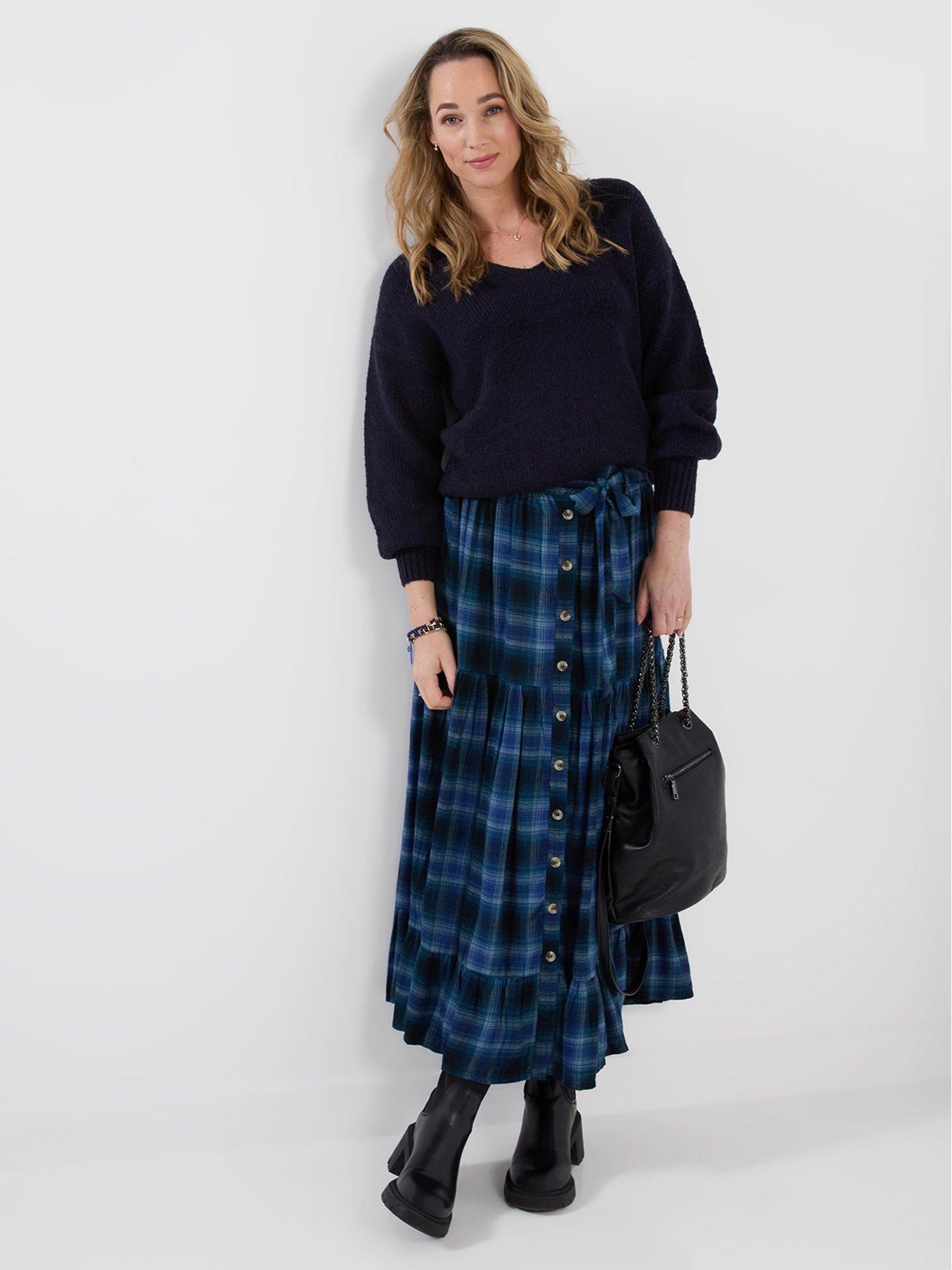 Image 5 of 6 of Joe Browns Button Down Plaid Maxi Skirt