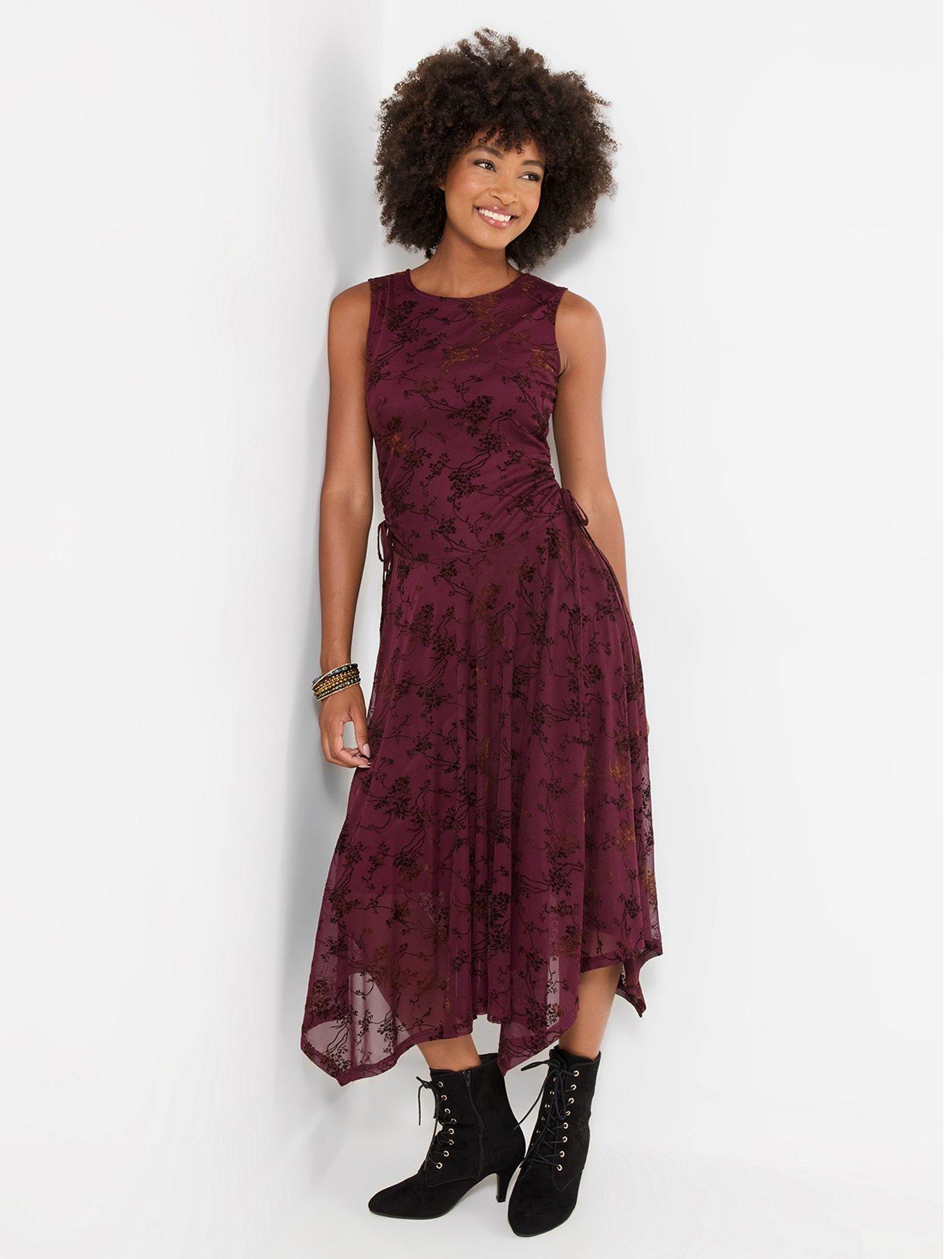 Image 1 of 5 of Joe Browns Dita Flocked Dippy Hem Maxi Dress
