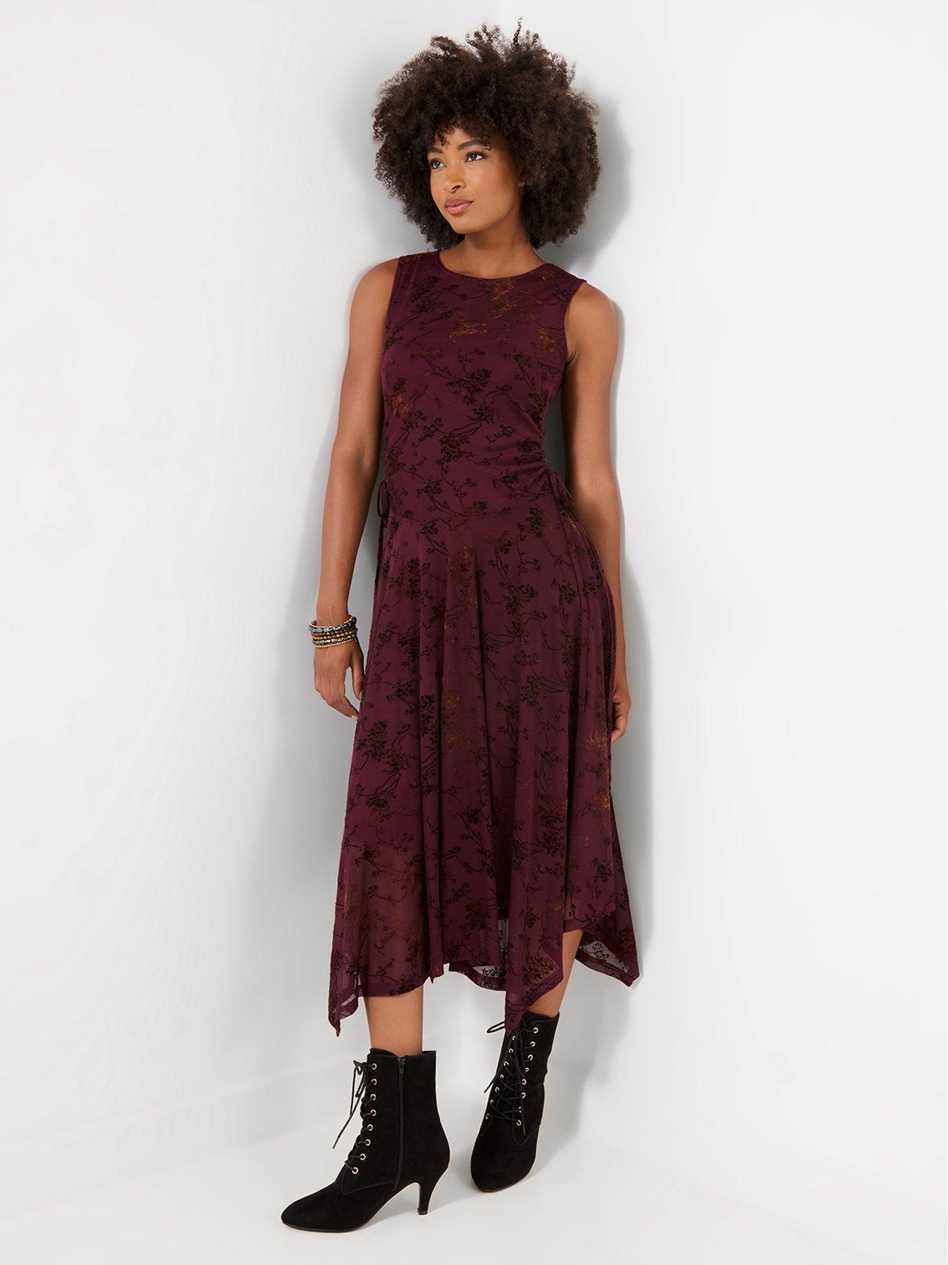 Image 3 of 5 of Joe Browns Dita Flocked Dippy Hem Maxi Dress