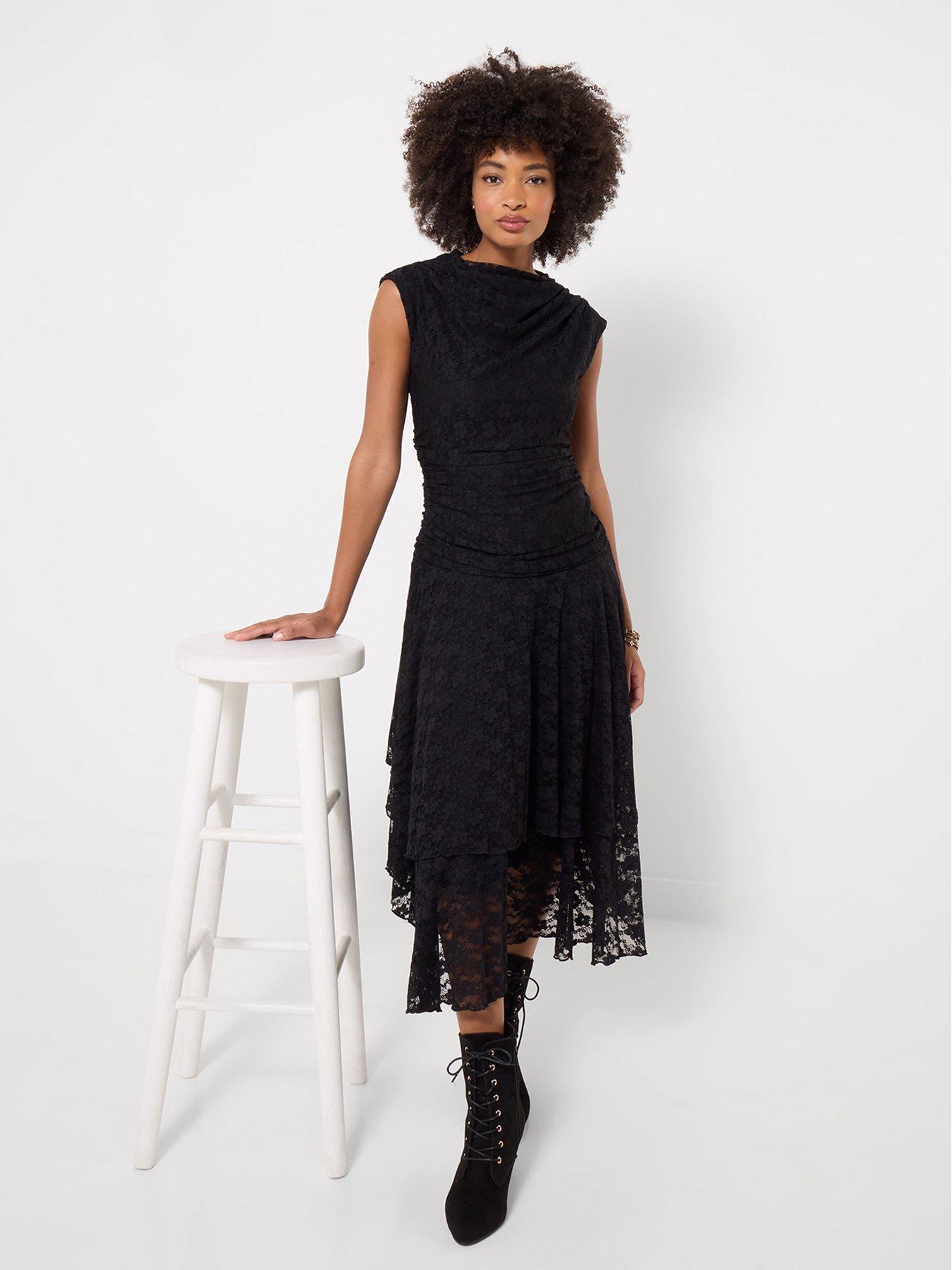 Image 5 of 7 of Joe Browns Elegant Lace Cowl Neck Dippy Hem Dress