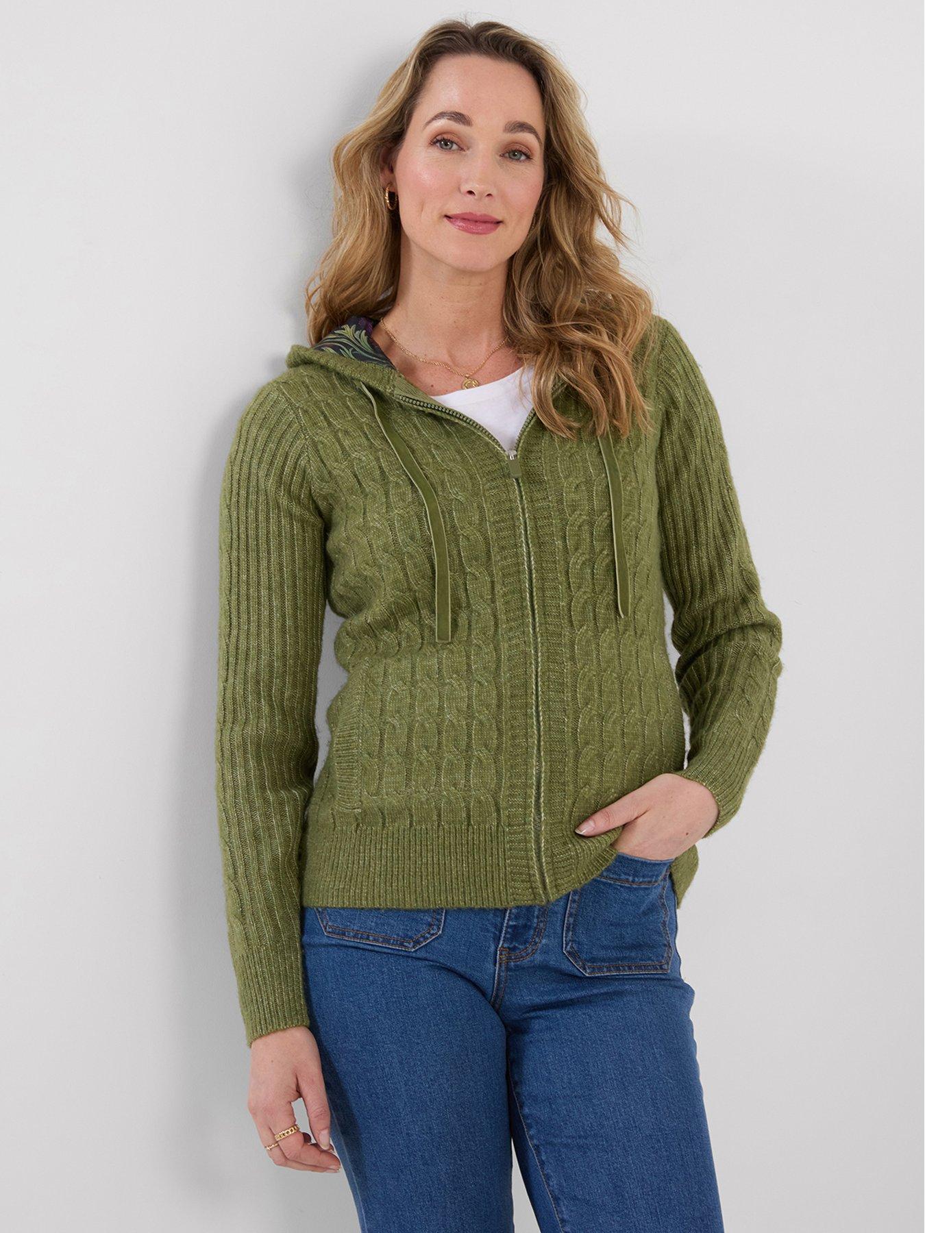 Joe Browns Cosy Hooded Cable Knit Zip Through Cardigan