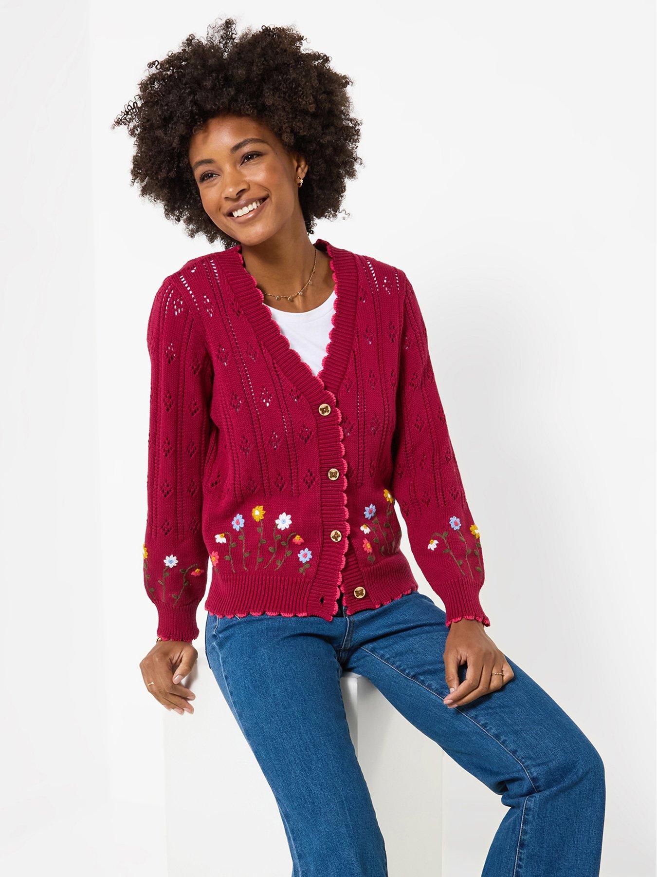 Joe Browns Darling Floral Embroidered Pointelle Cardigan