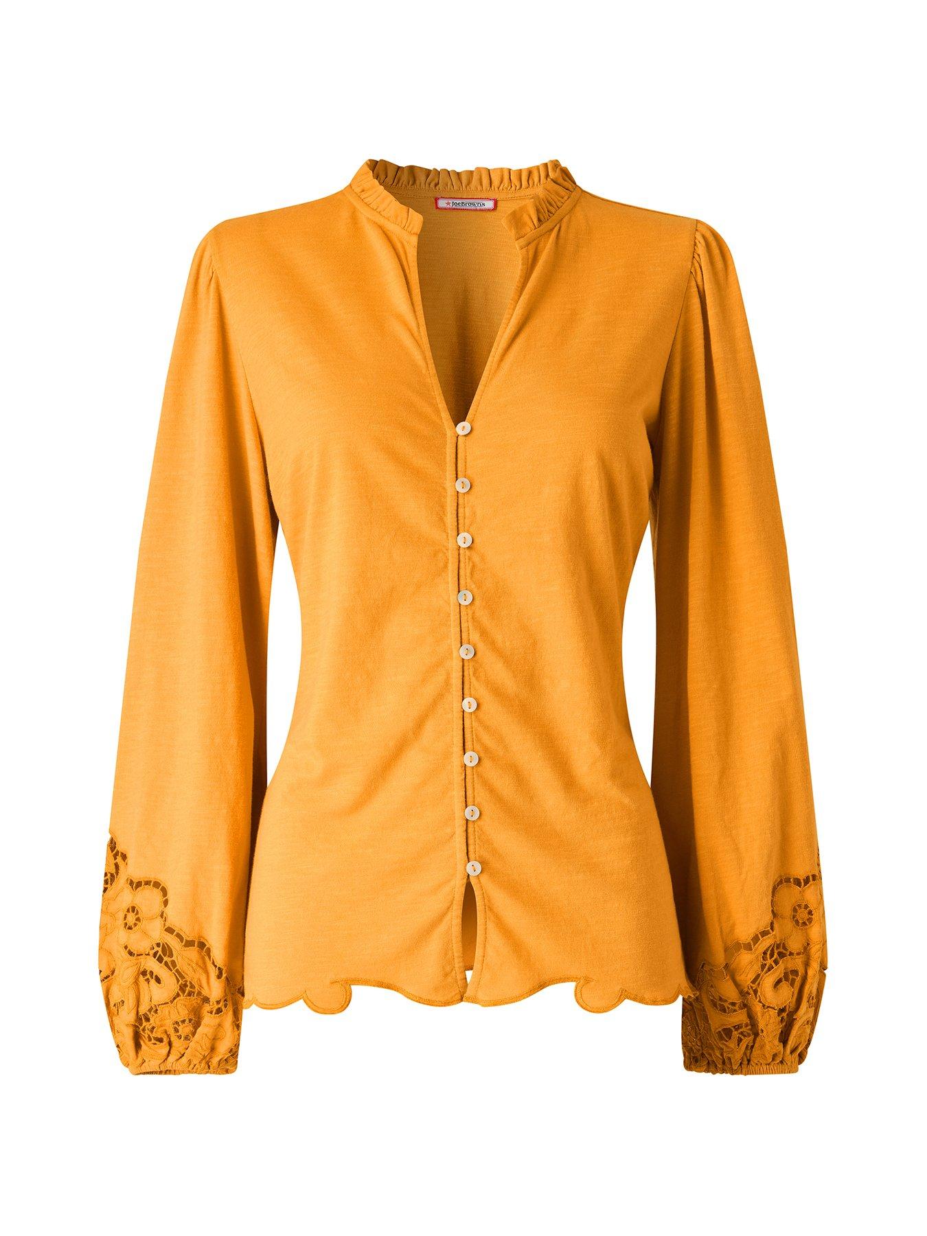 Image 7 of 7 of Joe Browns Jersey Button Through Blouse With Embroidered Sleeve