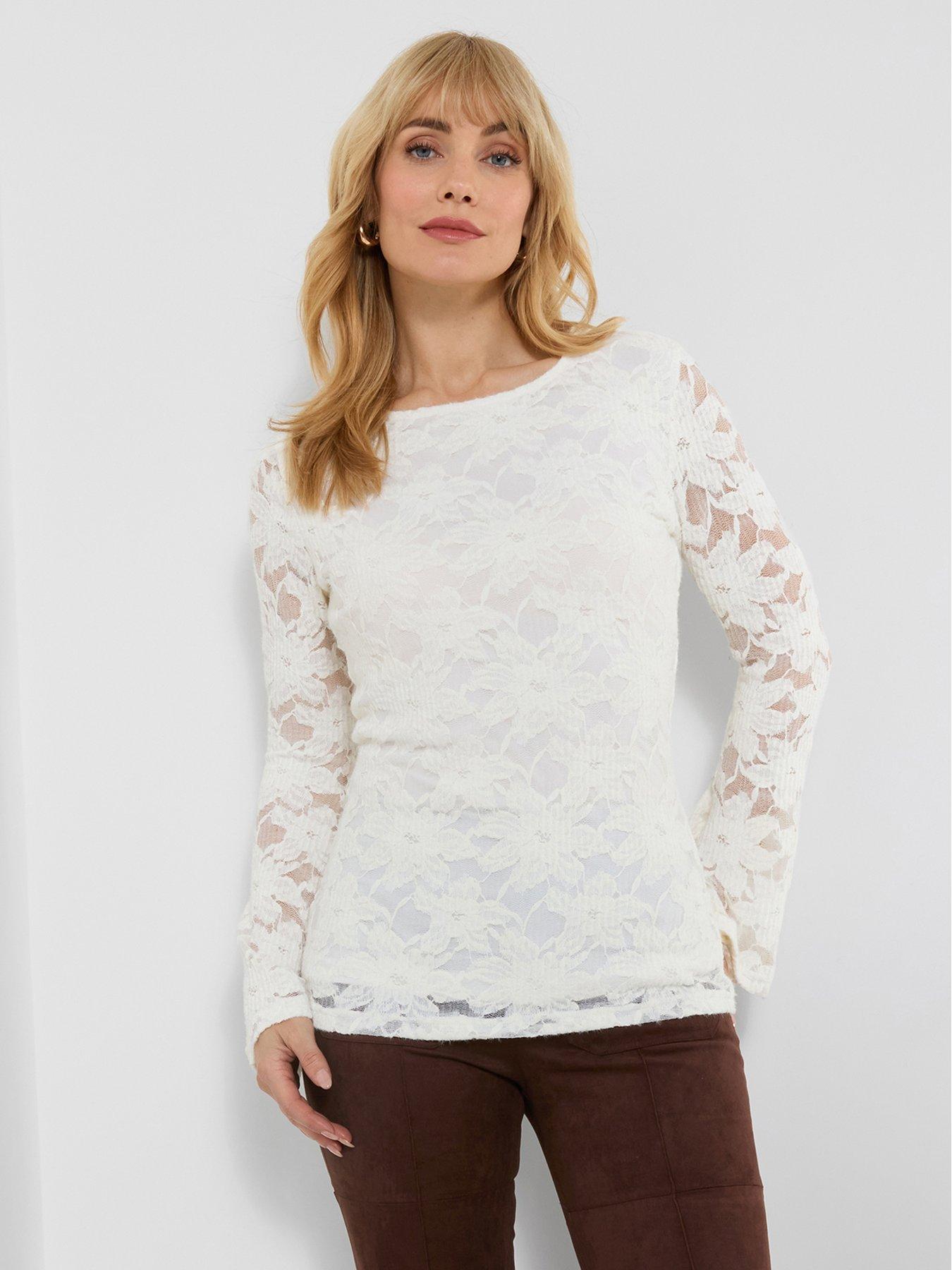 Joe Browns Esme Textured Stretch Lace Top With Wide Sleeve