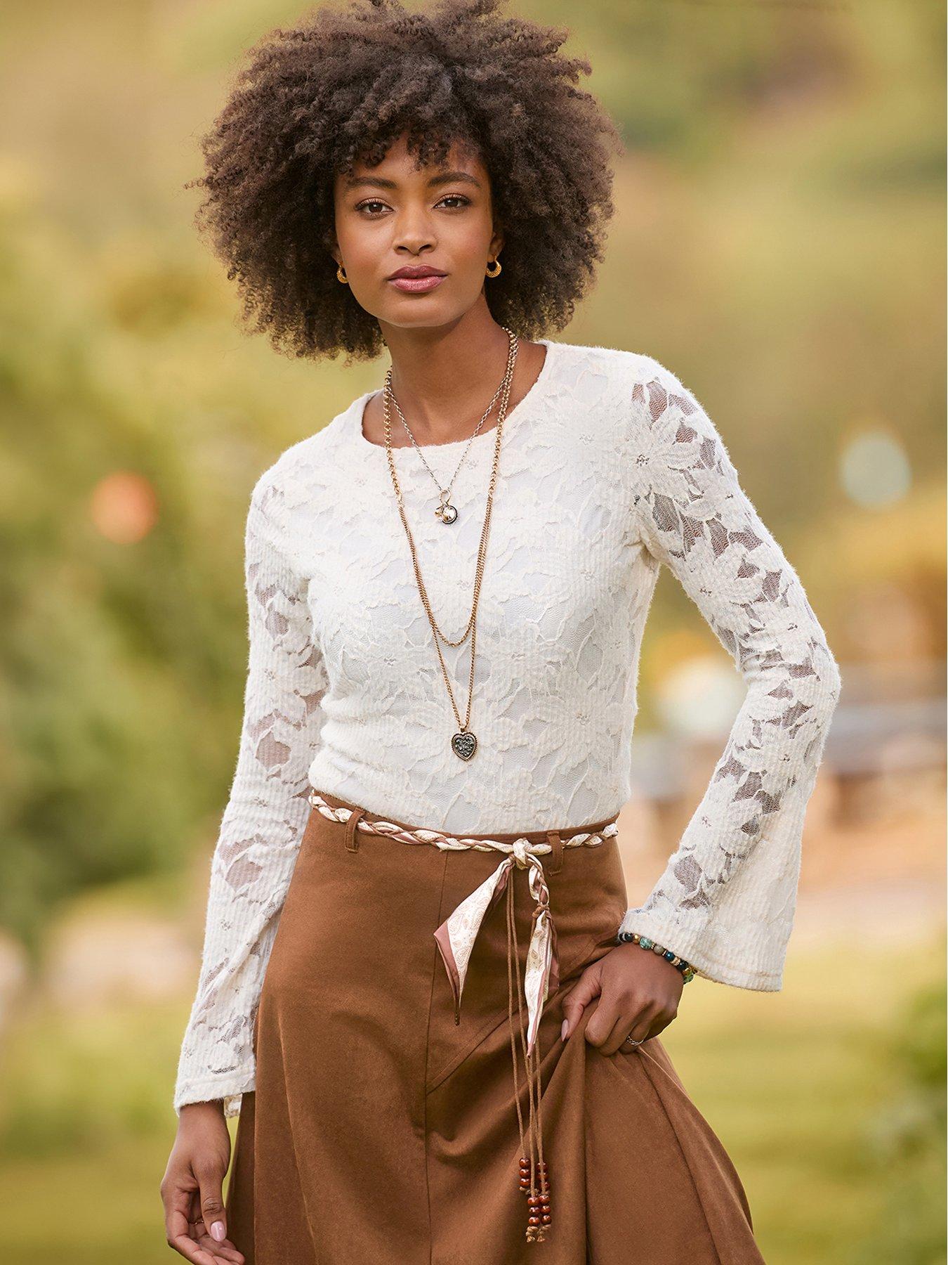 Image 6 of 7 of Joe Browns Esme Textured Stretch Lace Top With Wide Sleeve