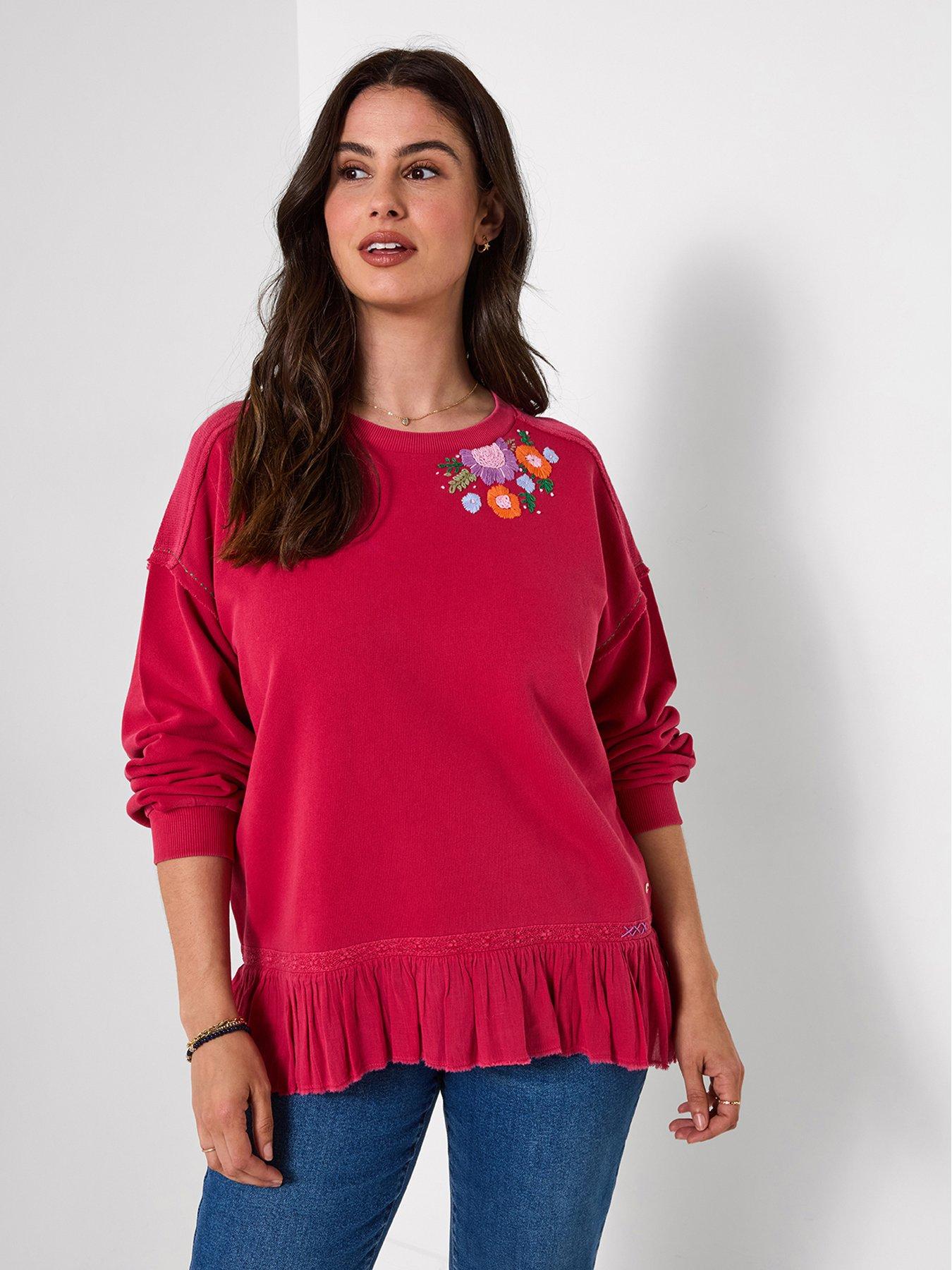Joe Browns Ellie Floral Embroidered Woven Hem Sweatshirt