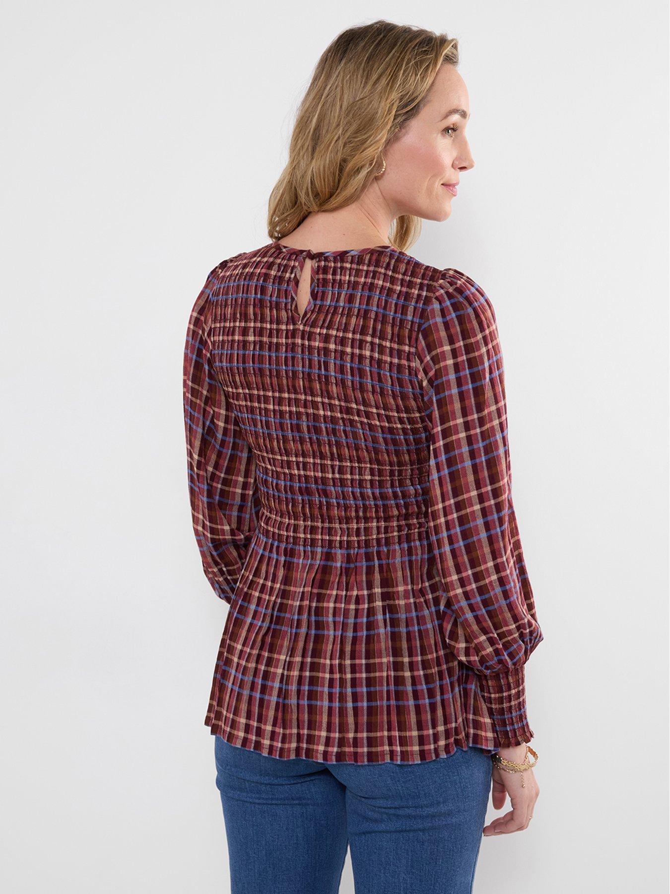 Image 2 of 7 of Joe Browns Matilda Checked Blouse With Sheered Body And Balloon Sleeve
