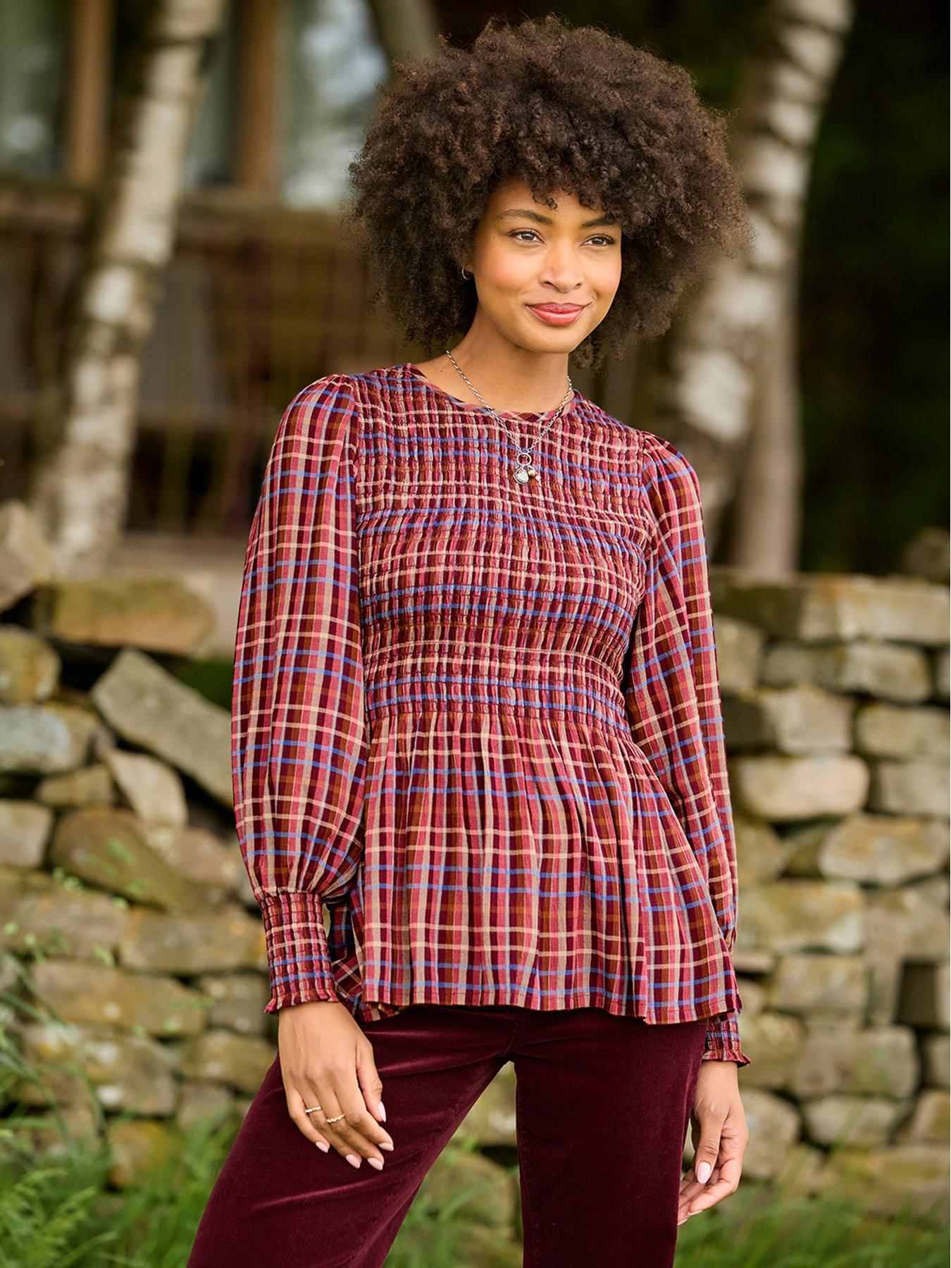 Image 5 of 7 of Joe Browns Matilda Checked Blouse With Sheered Body And Balloon Sleeve