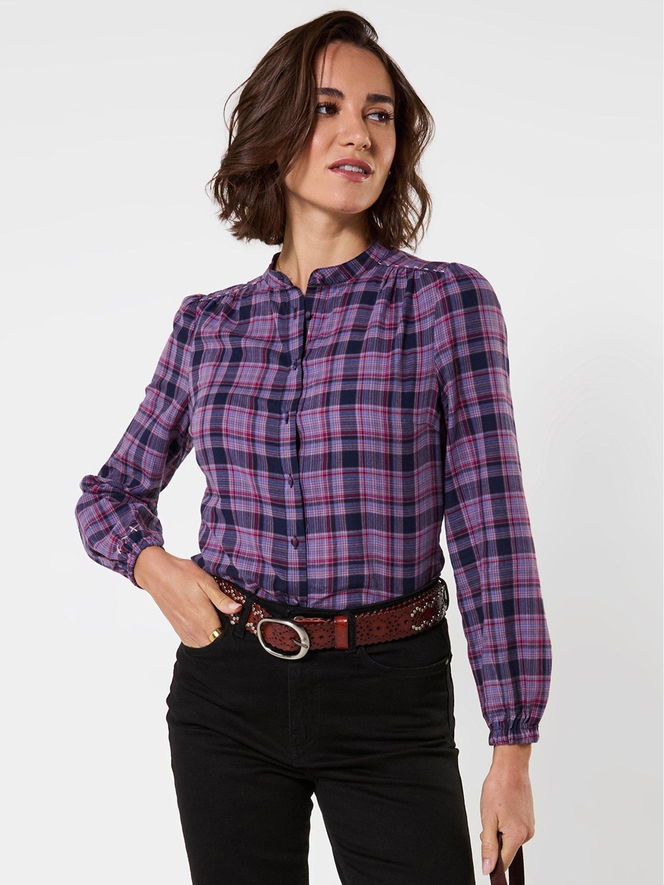 Image 1 of 5 of Joe Browns Sophia Checked Blouse With Sheering Detail