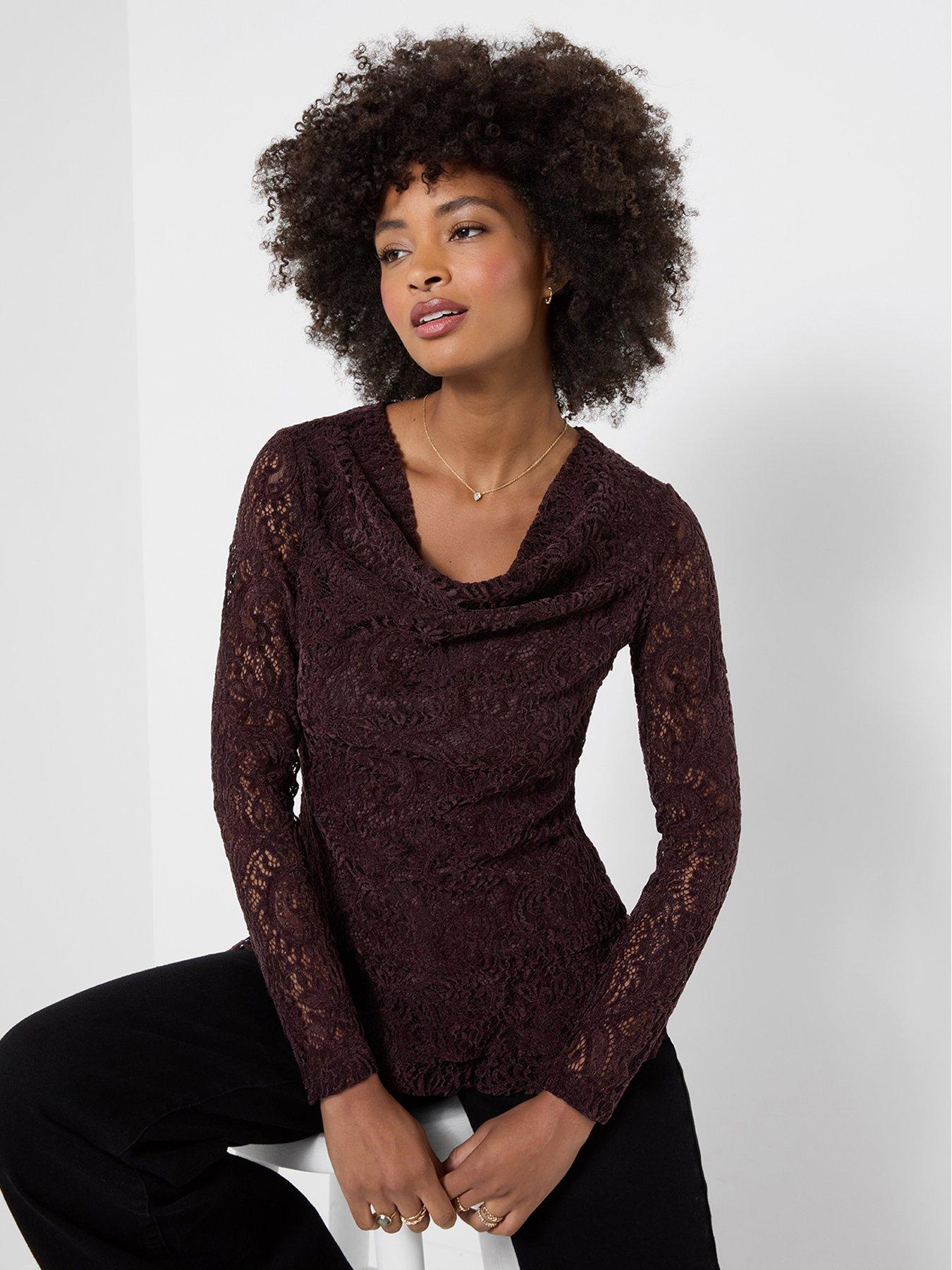Joe Browns Lace Cowl Neck Blouse With Asymmetric Hem