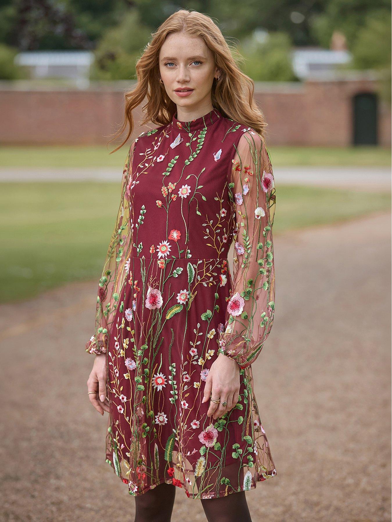 Joe Browns Ellie Floral Embroidered Long Sleeve Dress