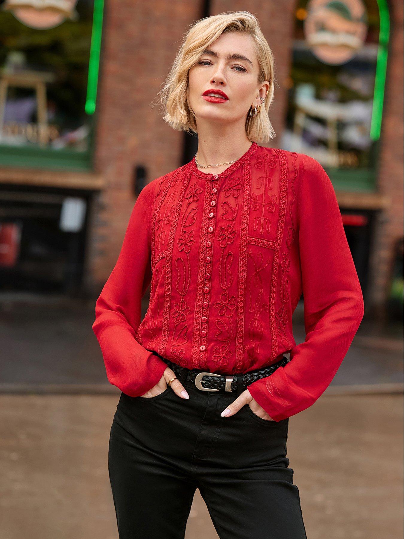 Image 1 of 7 of Joe Browns Emily Embroidered Button Through Blouse With Cami