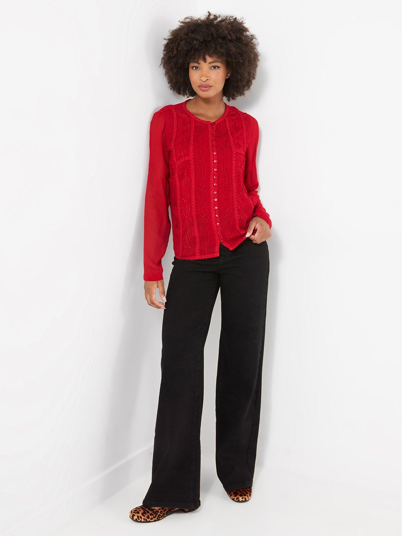 Image 3 of 7 of Joe Browns Emily Embroidered Button Through Blouse With Cami
