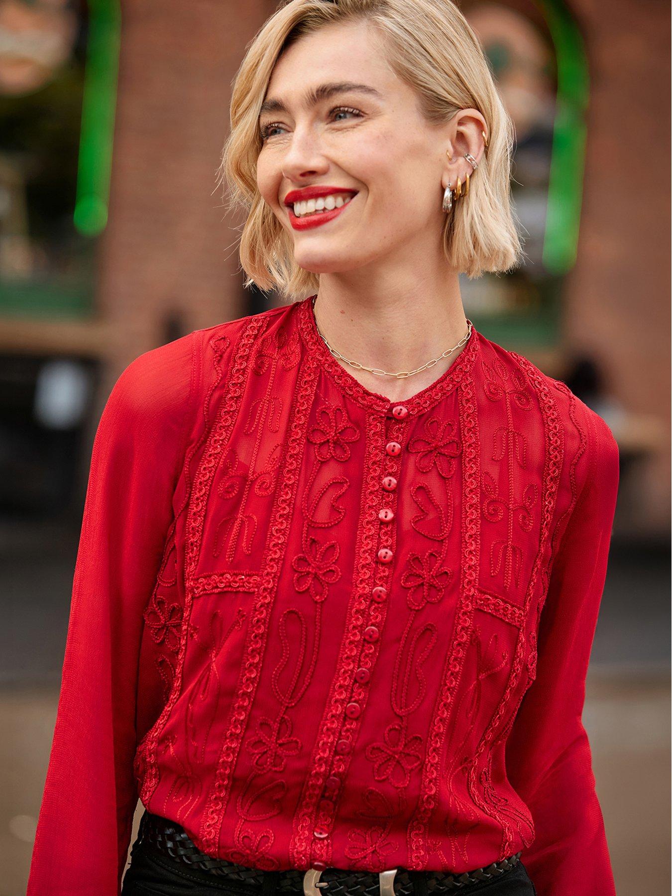 Image 6 of 7 of Joe Browns Emily Embroidered Button Through Blouse With Cami
