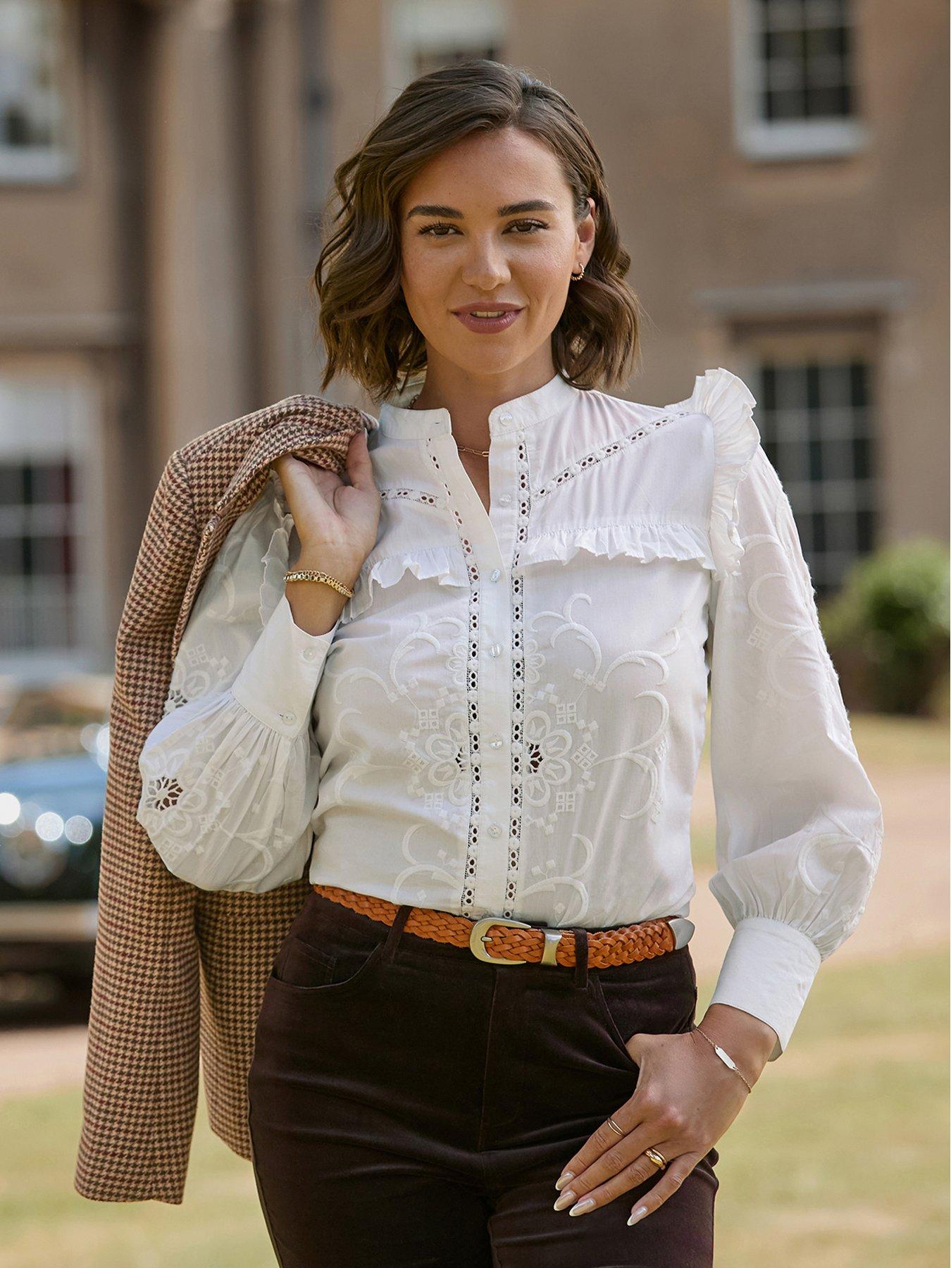 Image 6 of 7 of Joe Browns Beautiful Embroidered Button Through Blouse With Frill Detail