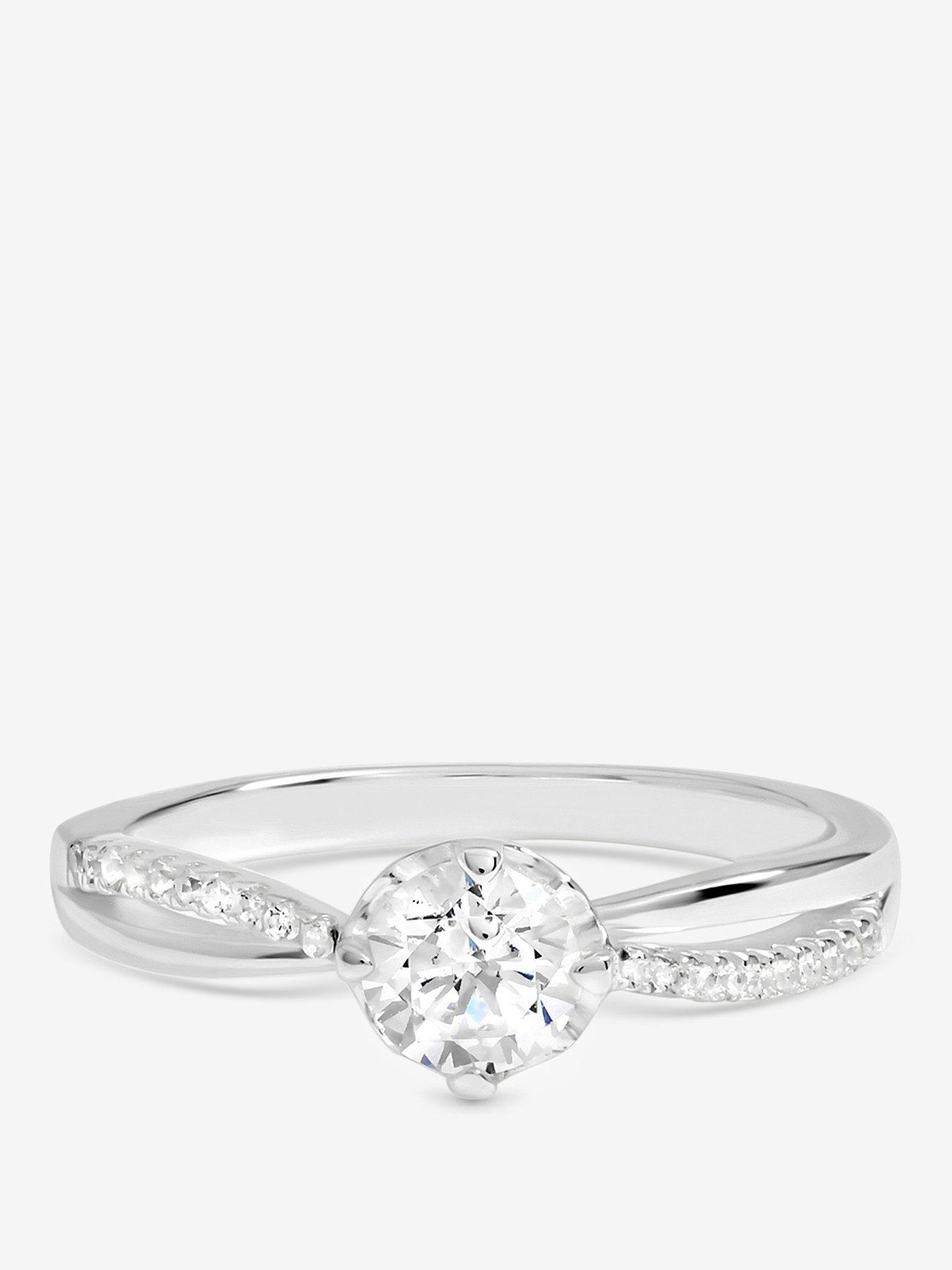 Jon Richard Simply Silver 925 Sterling Silver Solitaire Engagement Ring - Gift Pouch