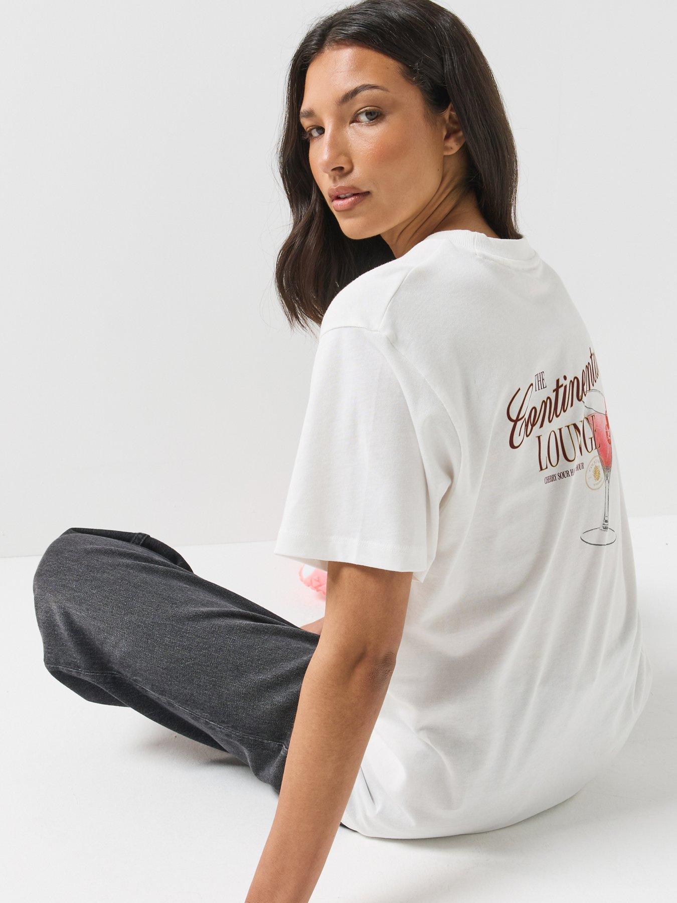 Image 1 of 6 of HUGO Womens Regular Fit Graphic Print T-Shirt - Beige