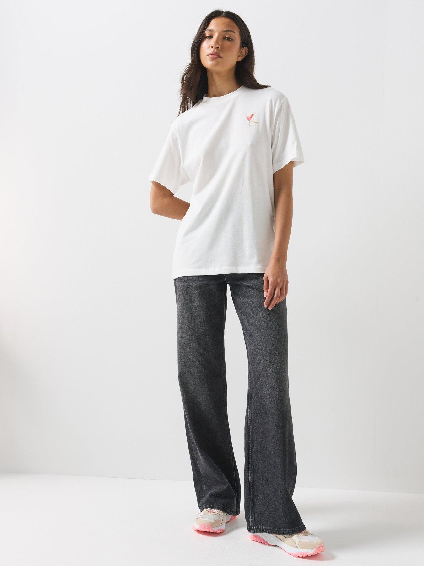 Image 3 of 6 of HUGO Womens Regular Fit Graphic Print T-Shirt - Beige